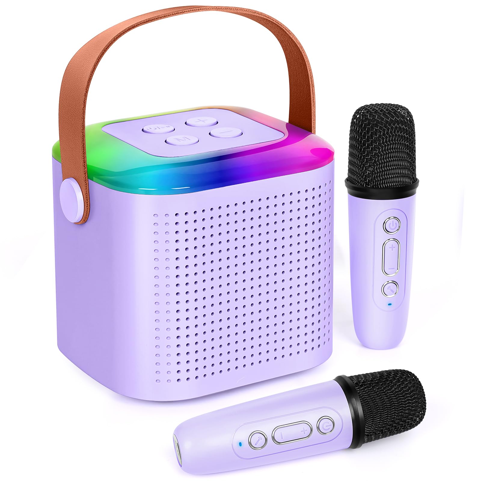 Portable Bluetooth Karaoke Machine for Kids with 2 Wireless Microphones & LED Lights - Mini Singing Speaker Toy Gift for Girls Boys Ages 4-11 - Perfect for Home, Birthday Parties, Travel & Family Fun