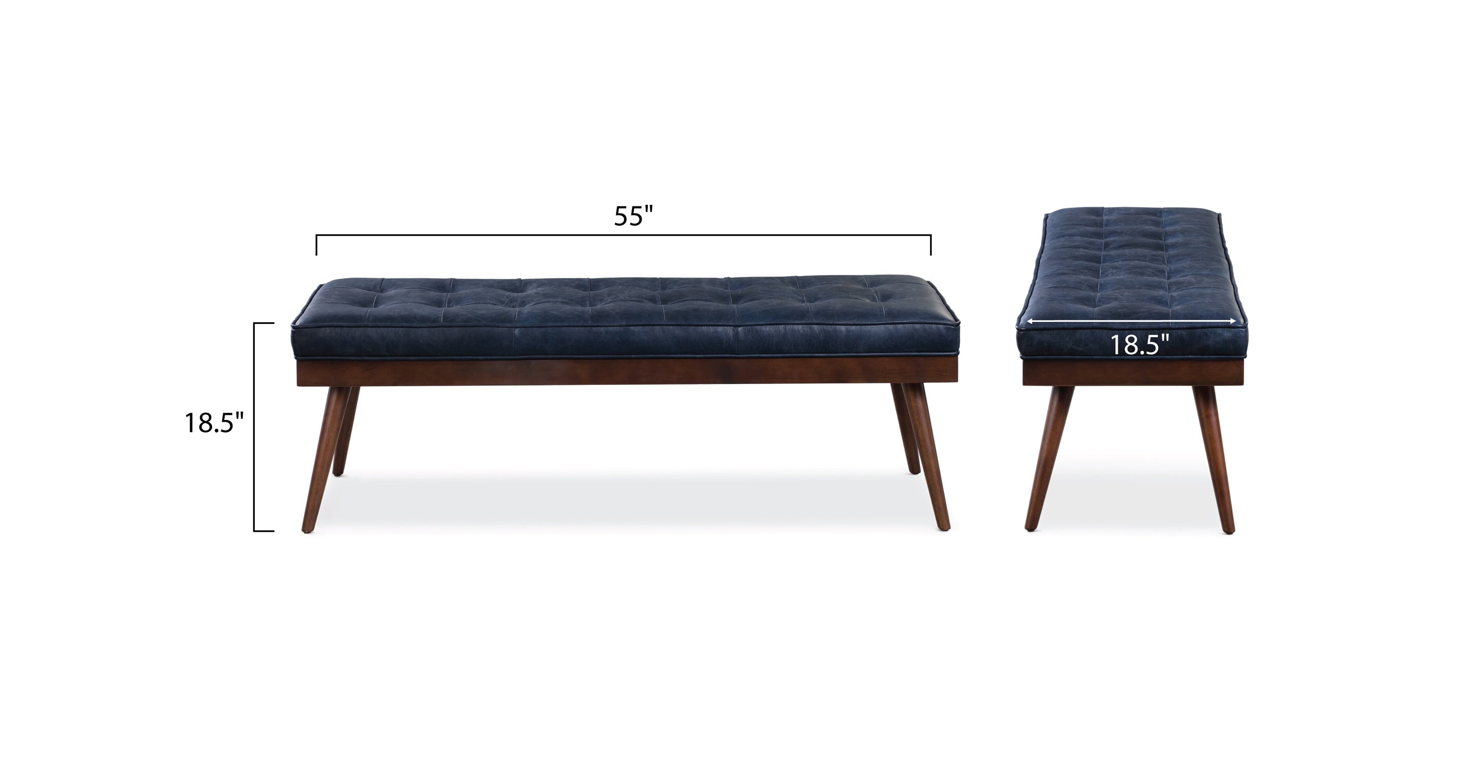 Luca Leather Bench - Modern Upholstered Storage Ottoman with Tufted Design for Living Room, Bedroom, or Entryway - Durable Faux Leather Seat with Sturdy Wooden Legs - Perfect for Extra Seating, Footrest, or Stylish Home Decor