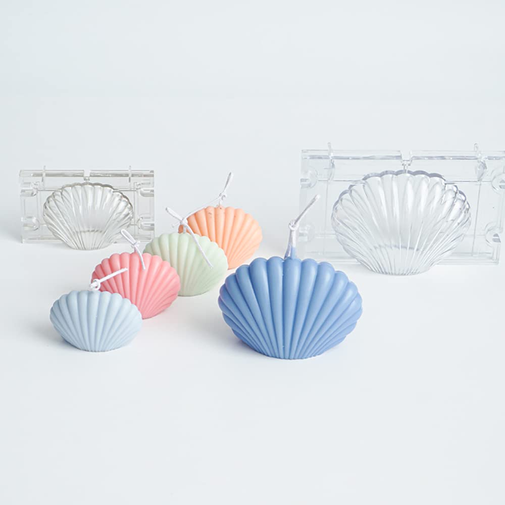 DIY Candle and Soap Molds - 2 Sets Handmade Seashell Scallop Shell Candle Casting Molds for Clay Crafts, Christmas Decorations & Beach Wedding Favors - Perfect for DIY Home Decor, Gift Making and Party Supplies