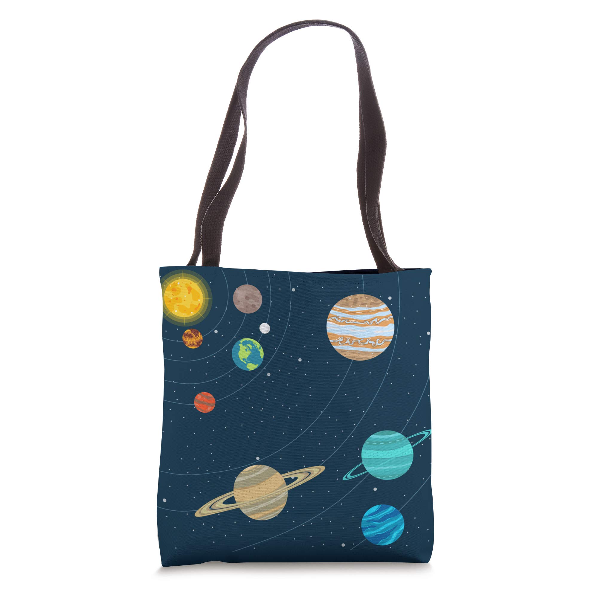 Solar System Tote Bag with Sun & Planets - Space Lover Gift, Astronomy Enthusiast Present, Reusable Shopping Bag for School, Work, or Groceries