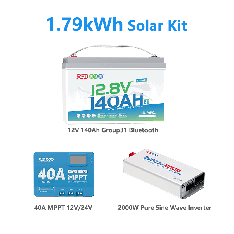 Redodo 12V 140Ah Group 31 Lithium Battery with Bluetooth - 40% More Capacity - Deep Cycle Battery for RV, Marine, Solar Home, Off-Grid Power & Emergency Backup