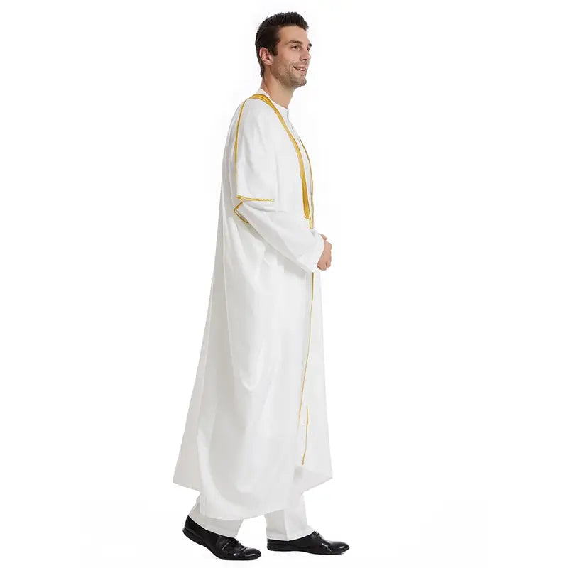 Premium Middle Eastern Arab Men's Sheikh Bisht - Traditional Embroidered Robe for Weddings, Festivals & Special Occasions