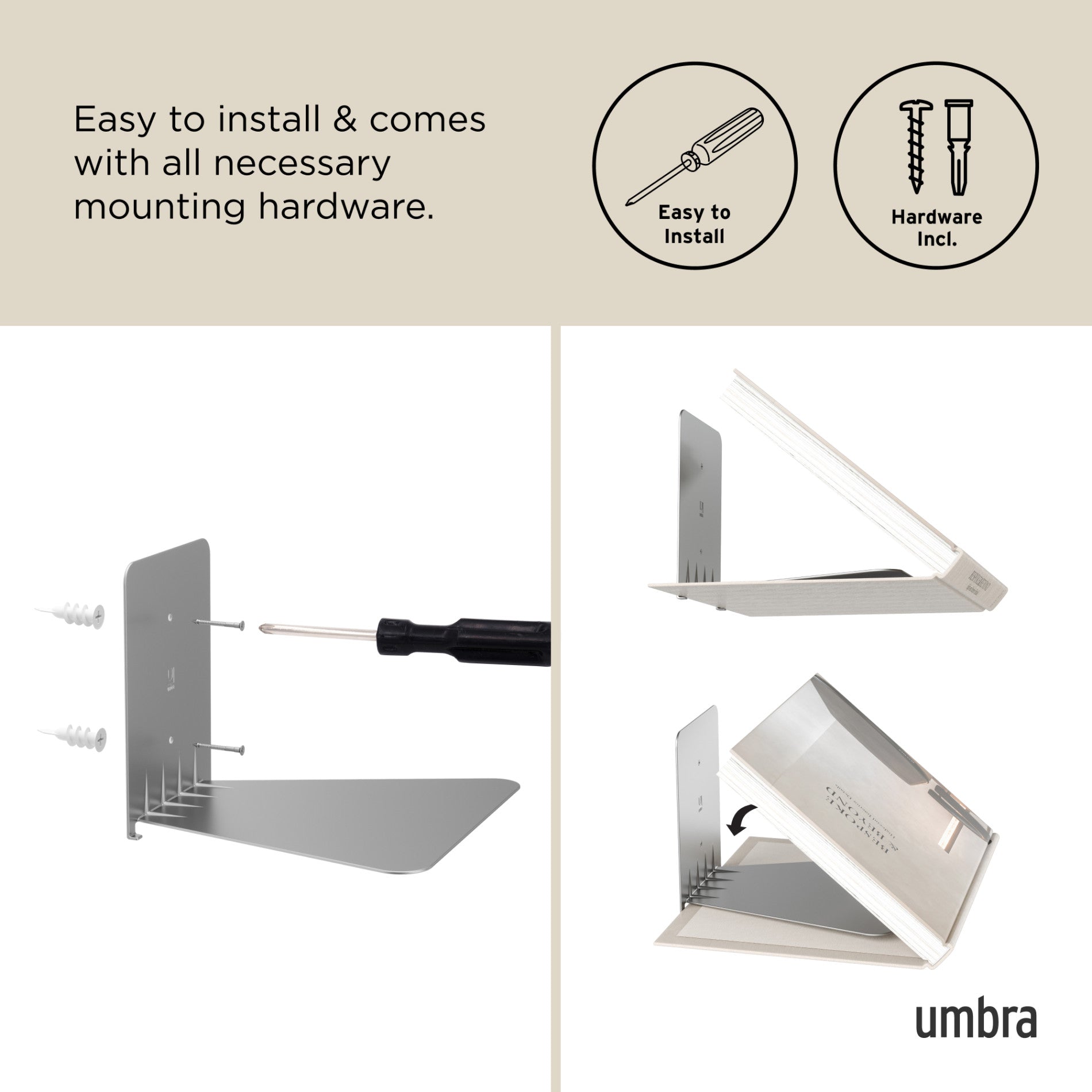3-Piece Conceal Shelves Set - Hidden Floating Shelves for Wall Storage - Perfect for Living Room, Bedroom, and Bathroom Organization