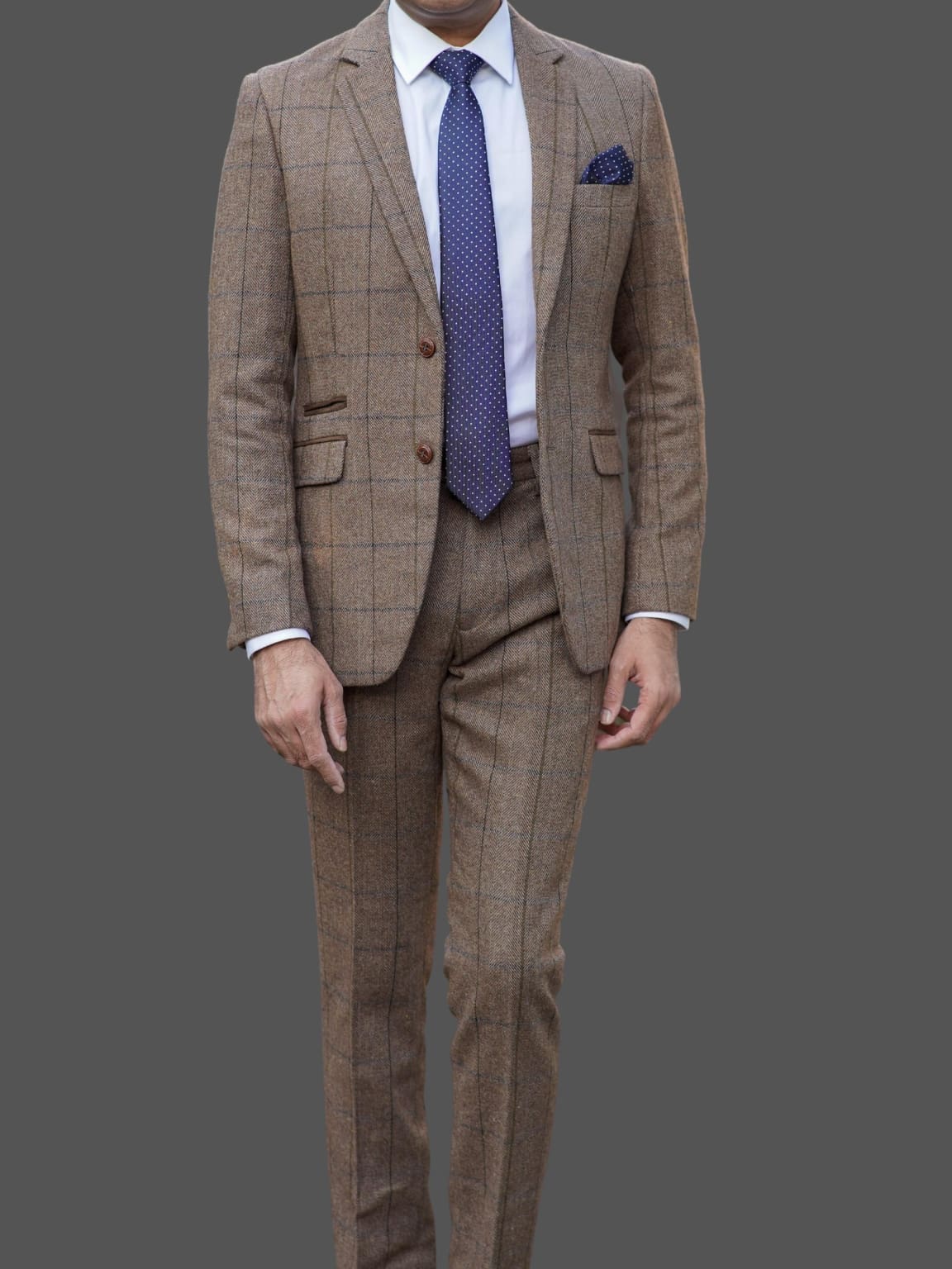 Barucci Marcus Men's Vintage Brown 3 Piece Tweed Suit - Classic Formal Wear for Weddings, Business Meetings & Special Occasions