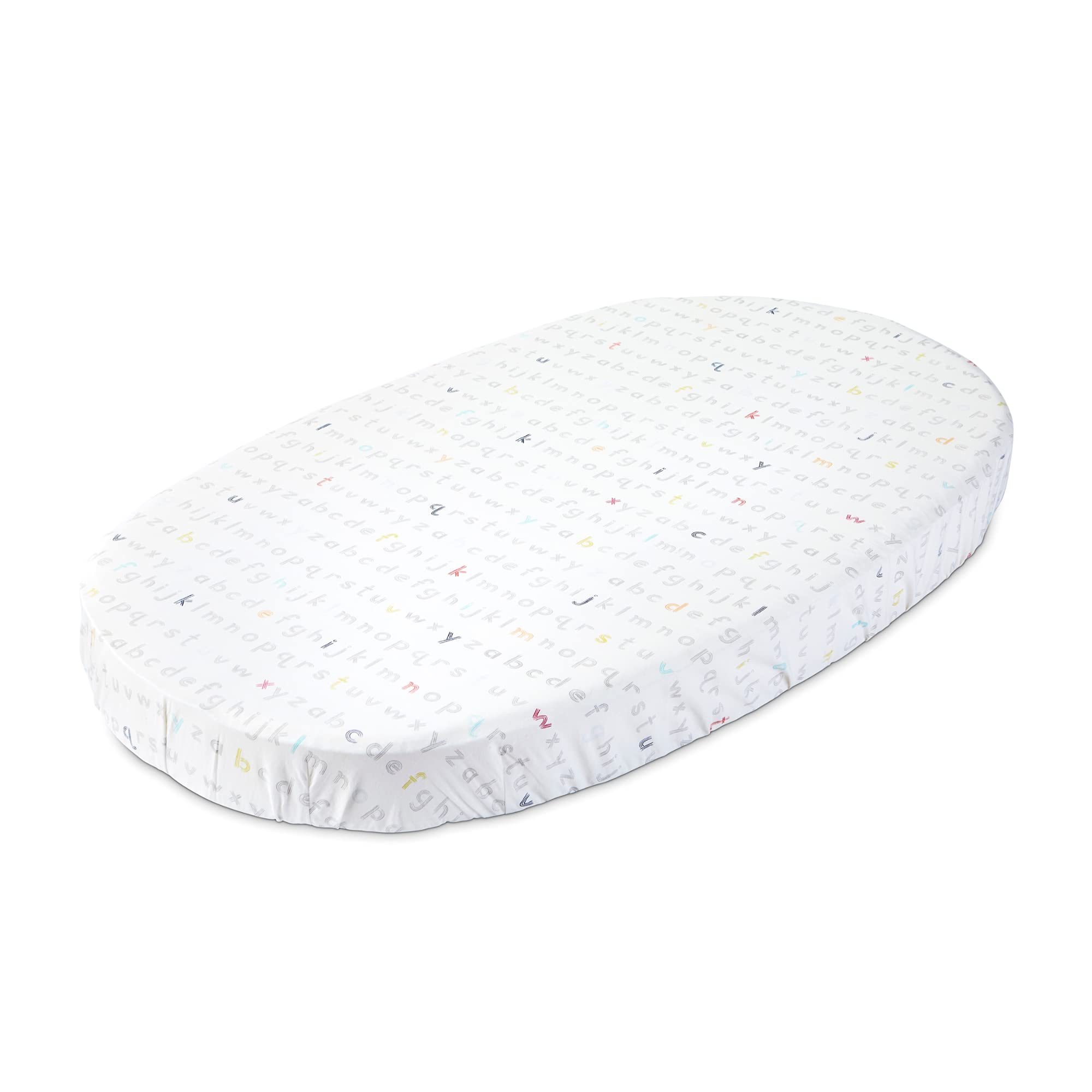 Stokke Sleepi Fitted Sheet by Pehr - 100% Cotton Soft Crib Sheets for Stokke Sleepi Mini & Baby Bed | Rainbow Alphabet Lines Design | Playful Nursery Patterns | Perfect for Newborn Sleep Safety & Daycare Naps