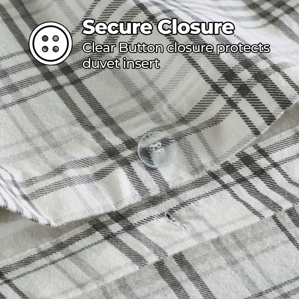 Soft Plaid Flannel Cotton Duvet Cover Set - Classic Farmhouse Style for Cozy Bedroom Decor | Perfect for Winter, Guest Rooms & Rustic Home Styling