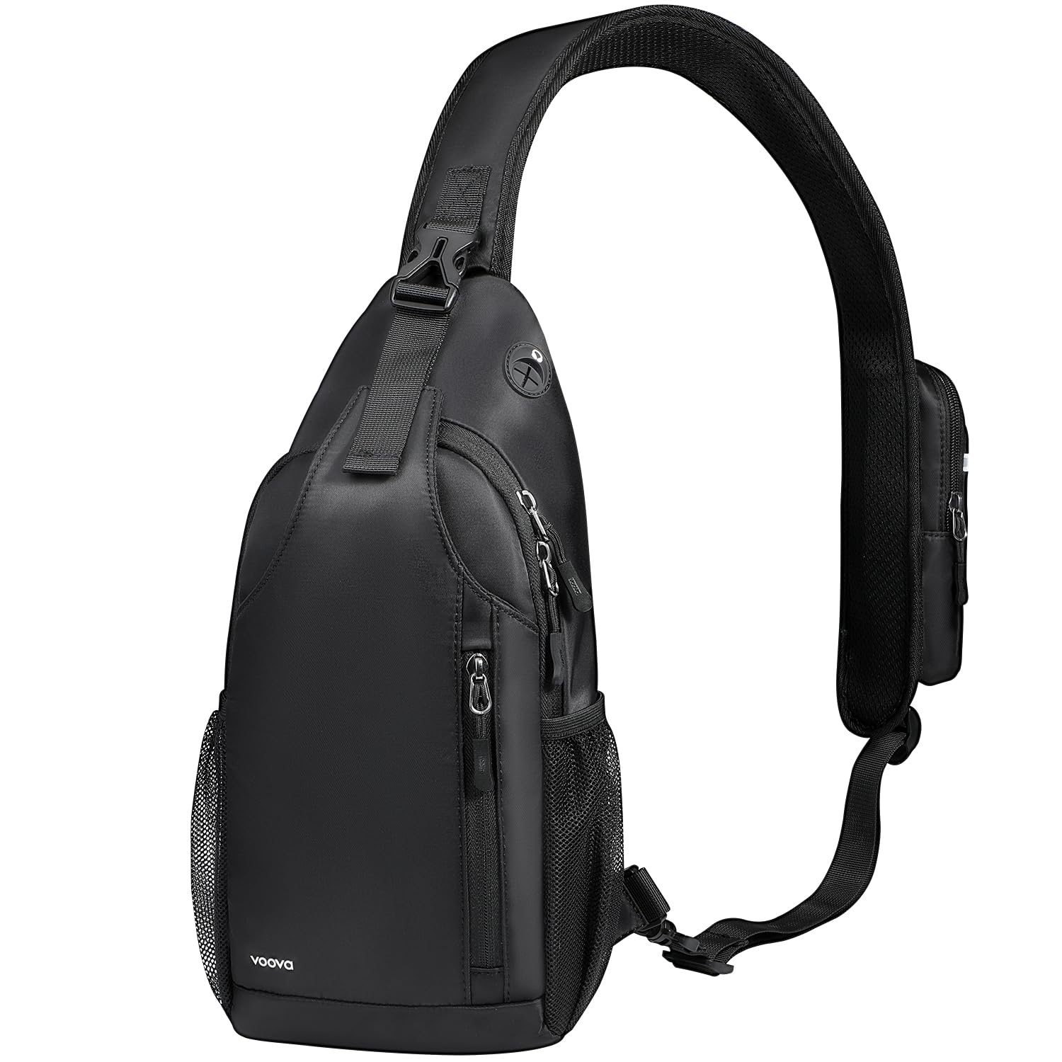 Voova Sling Bag Crossbody Backpack for Men & Women - Waterproof Chest Shoulder Bag for Travel, Hiking & Daily Use - Compact Lightweight Daypack (Black) | Perfect for Outdoor Adventures, Commuting & Casual Wear