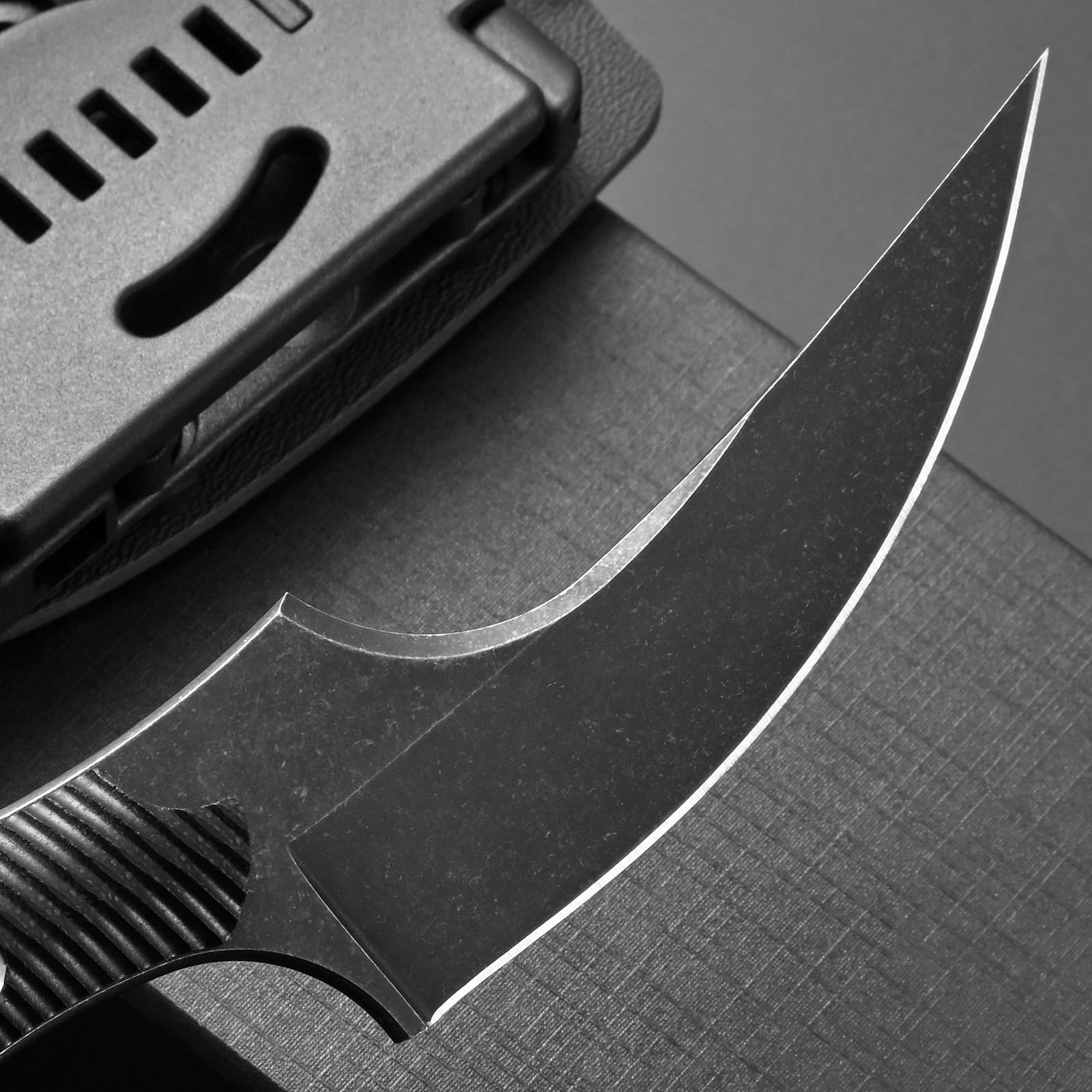 Ccanku C1490 8 Inch Fixed Blade Knife - D2 Steel Claw Knife with G10 Handle & K Sheath - Survival Knife for Outdoor, Bushcraft, Hunting, Camping - Perfect for Tactical Use, Emergency Preparedness, and Everyday Carry (EDC) - Black