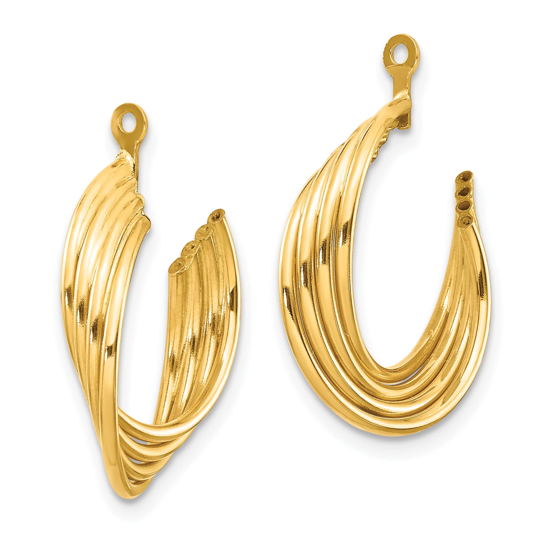 14K Solid Yellow Gold Hoop Earring Jackets for Studs - Elegant Earring Enhancers for Everyday Wear & Special Occasions