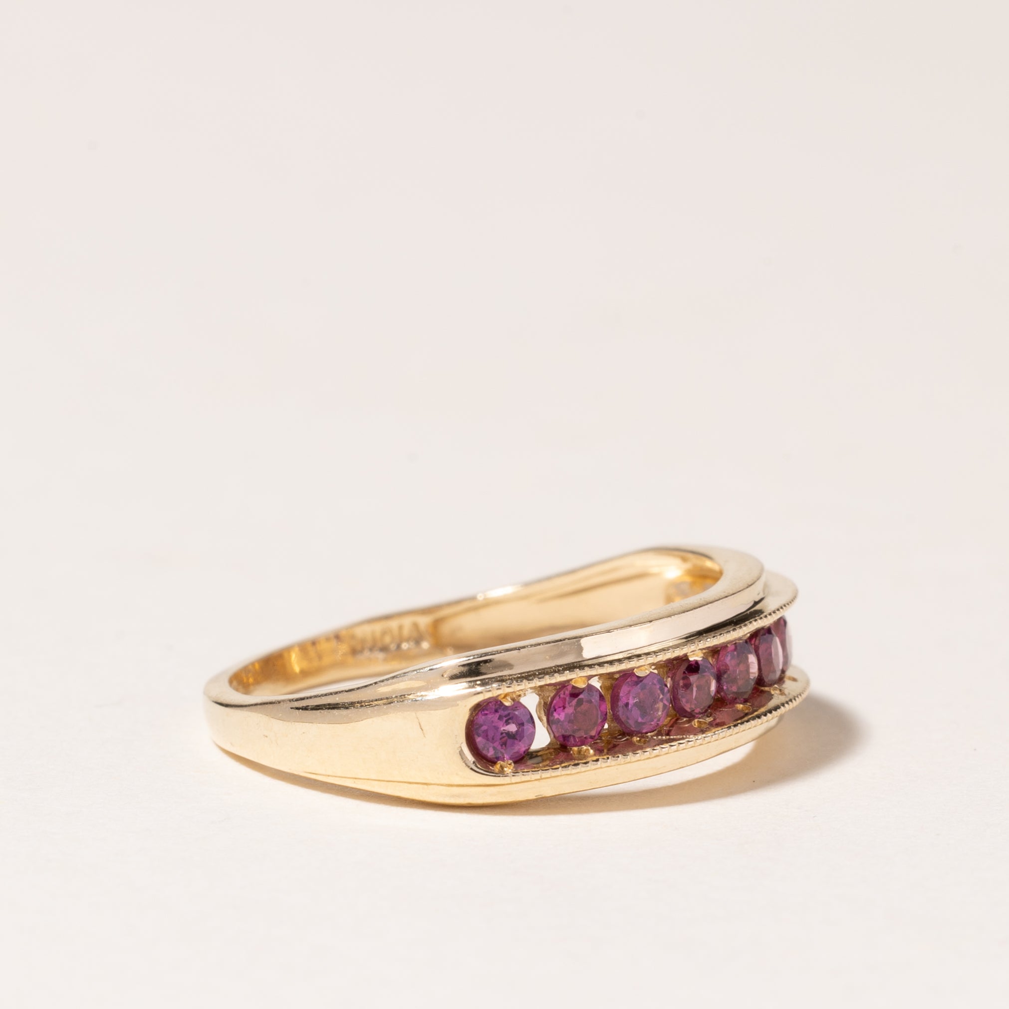10K Yellow Gold Pink Tourmaline Ring for Women | 0.30ctw Natural Gemstone | Size 6.5 | Elegant Stackable Band for Everyday Wear, Anniversary Gift, or Special Occasion