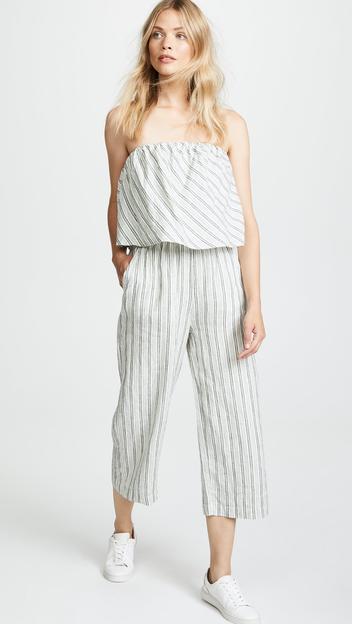 Joie Women's Brogan Linen Striped Jumpsuit - Casual Summer Romper for Beach, Vacation & Everyday Wear