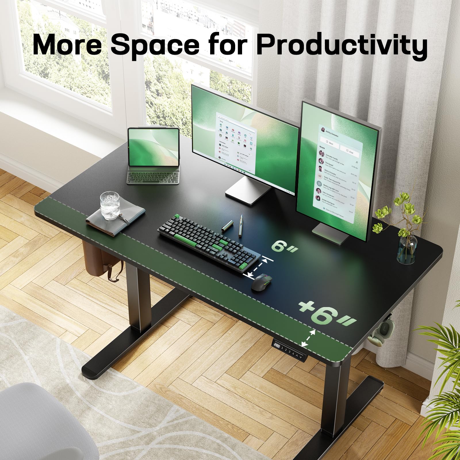 Marsail 48 x 30 Inch Electric Standing Desk - Height Adjustable Office & Gaming Desk with One-Piece Desktop, 4 Memory Presets - Perfect for Home Office, Bedroom Workspace & Ergonomic Gaming Setup