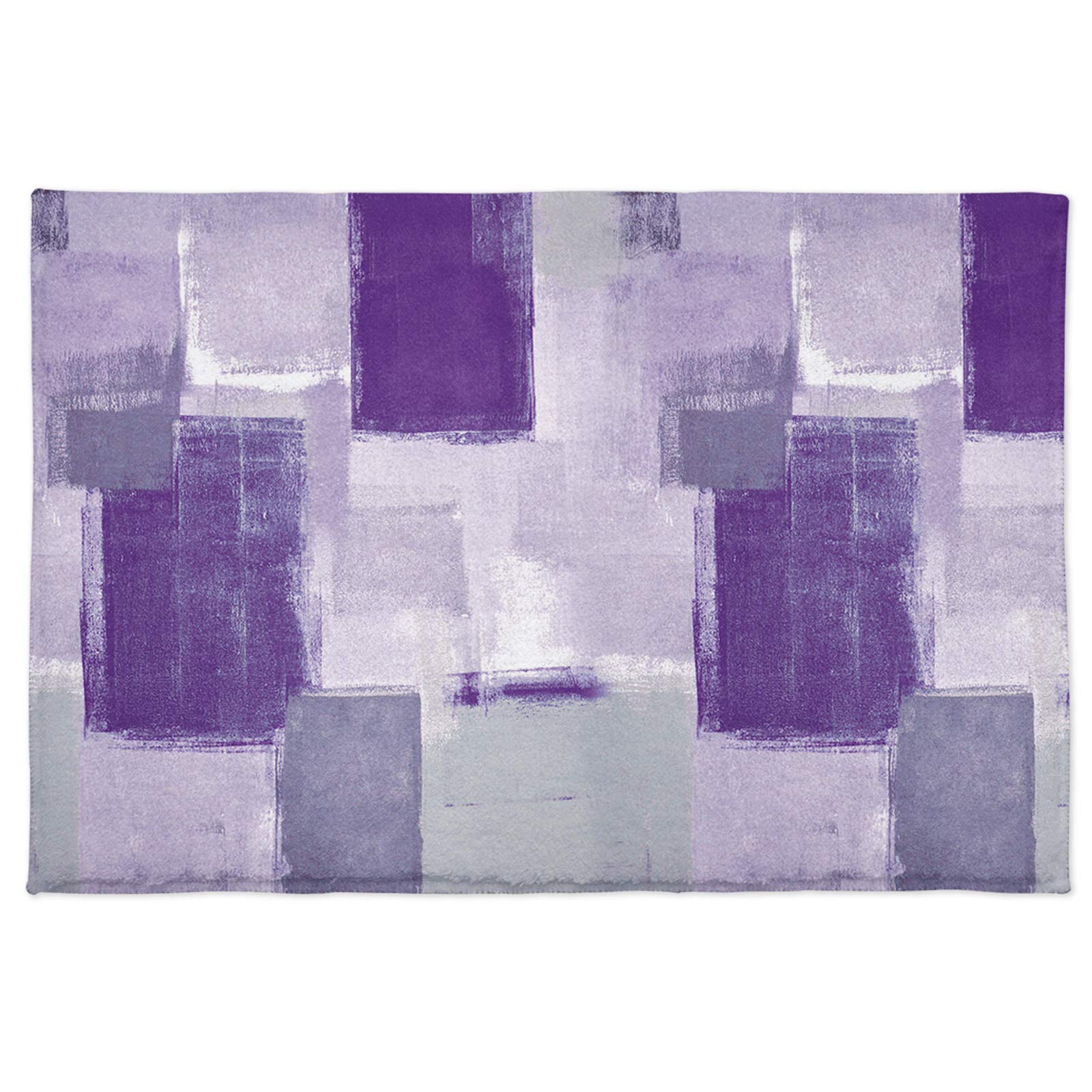 Soft Plush Bath Mat - Non-Slip Absorbent Shaggy Bathroom Rug with Abstract Graffiti Purple & Gray Design (16