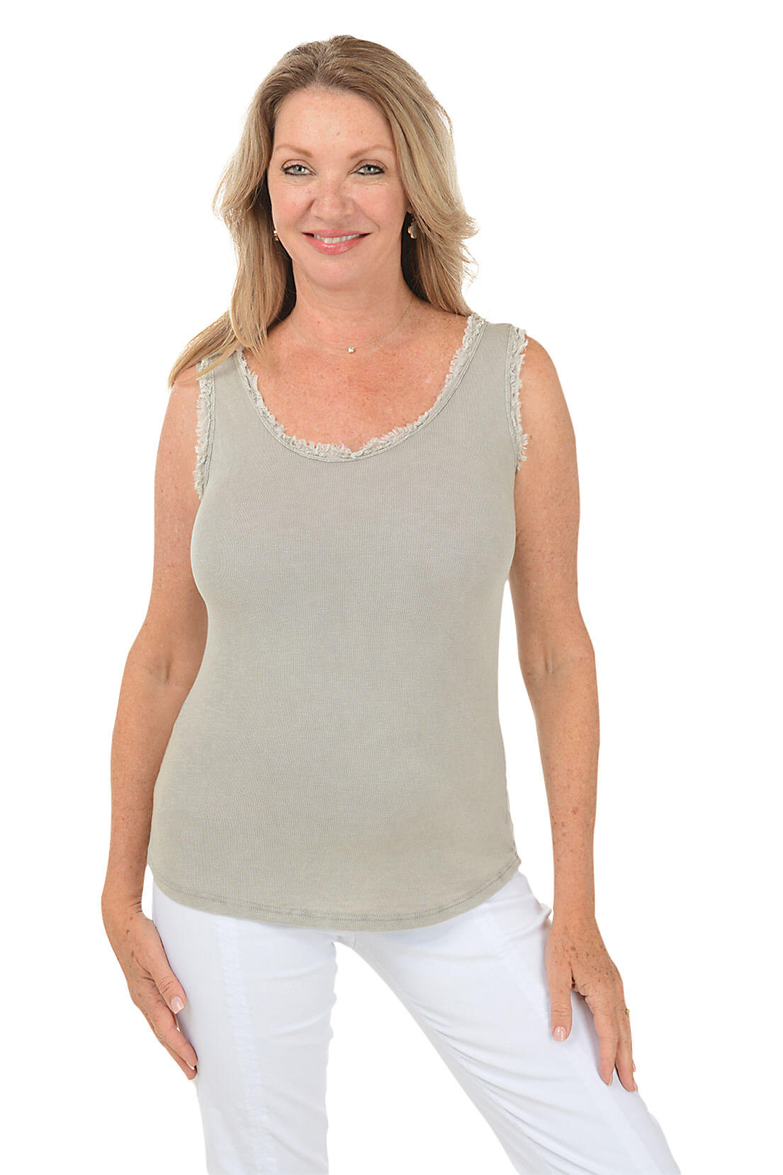 Frayed Edge Cotton Tank Top for Women - Soft Breathable Summer Casual Wear - Perfect for Beach, Yoga, and Everyday Outfits