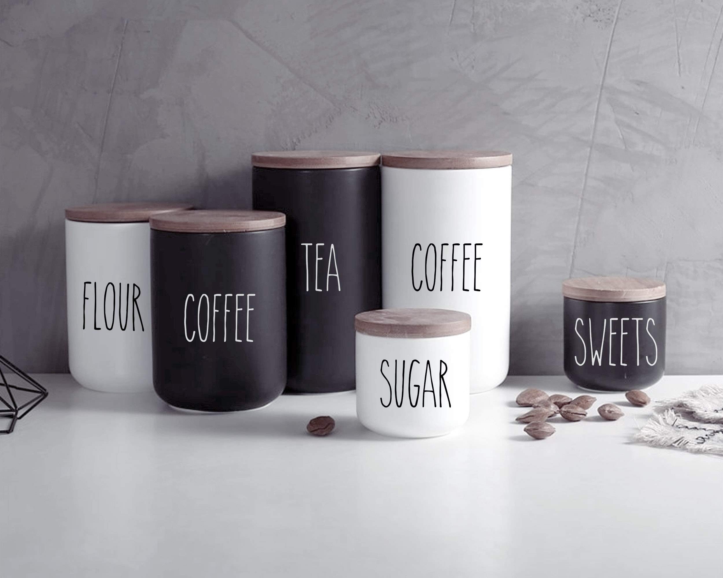 Custom Farmhouse Kitchen Vinyl Decal Stickers - Ceramic Food Canister & Pantry Storage Labels - Glassware Organization - Perfect for Home Decor & Kitchen Organization