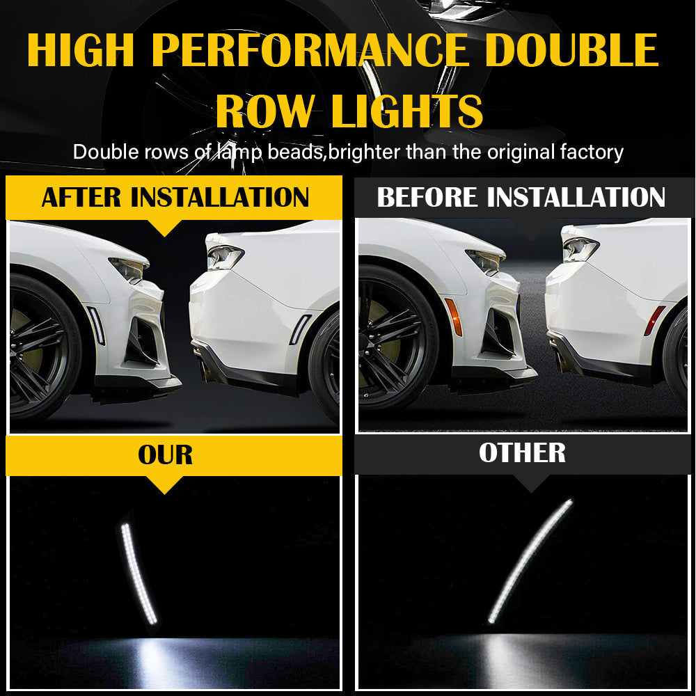 Amber Red Smoked LED Side Marker Lights for 2016-2021 Chevy Camaro - Durable & Bright Turn Signal Lights - Perfect for Night Driving & Car Customization