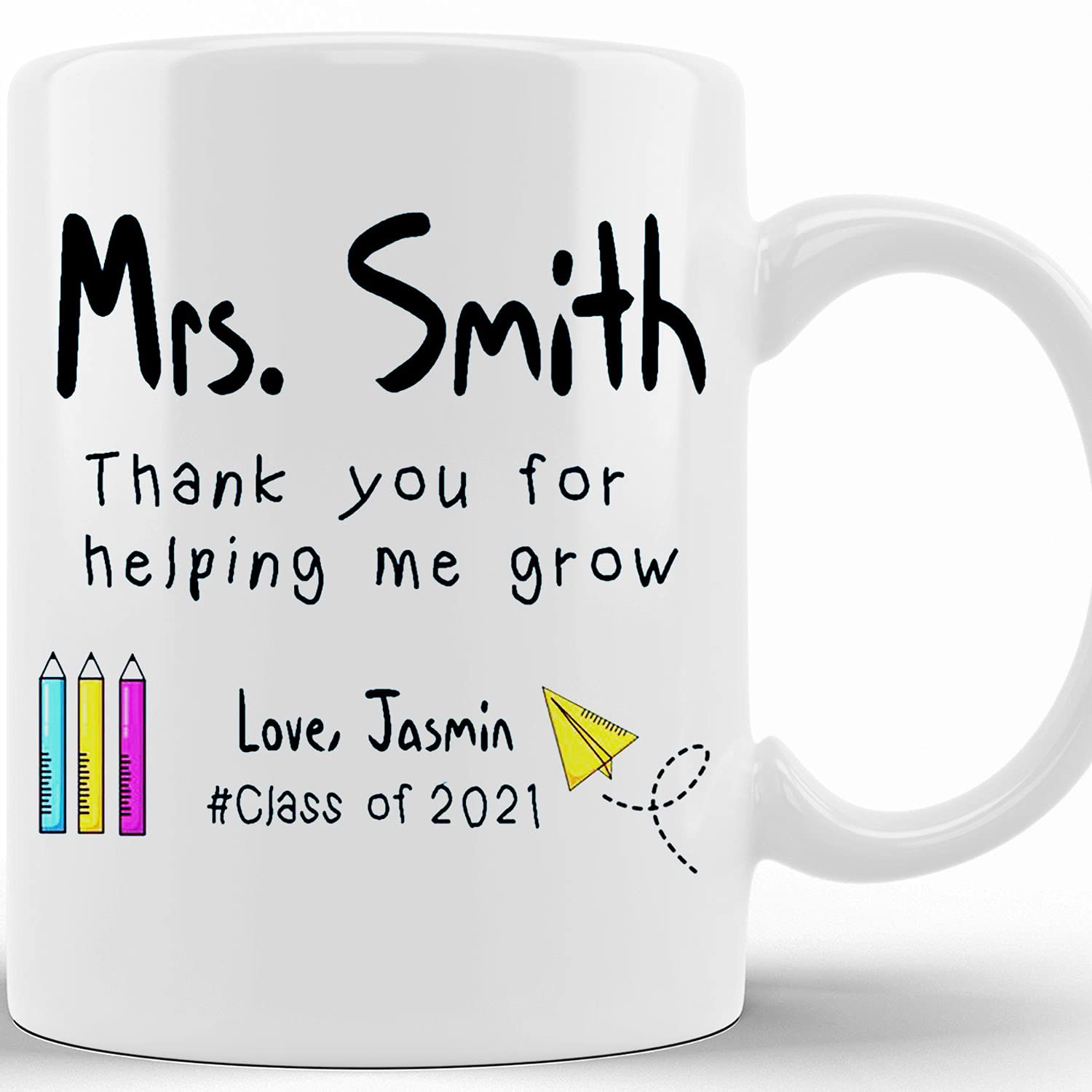 Personalized Teacher Appreciation Mug - Custom Kindergarten & Elementary School Gift for Graduation, Christmas & End of Year - 11oz/15oz Ceramic Coffee Cup with Inspirational Quote - Perfect for Classroom, Office & Home Use