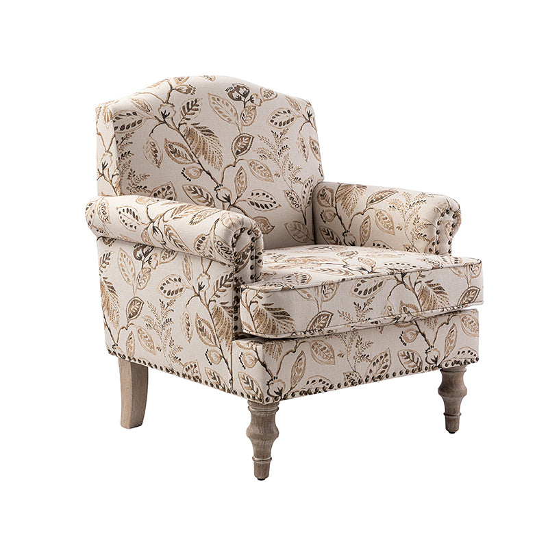 Raphael Farmhouse Armchair with Wooden Legs - Sturdy Frame Accent Chair for Living Room, Bedroom & Office (Multiple Styles Available)