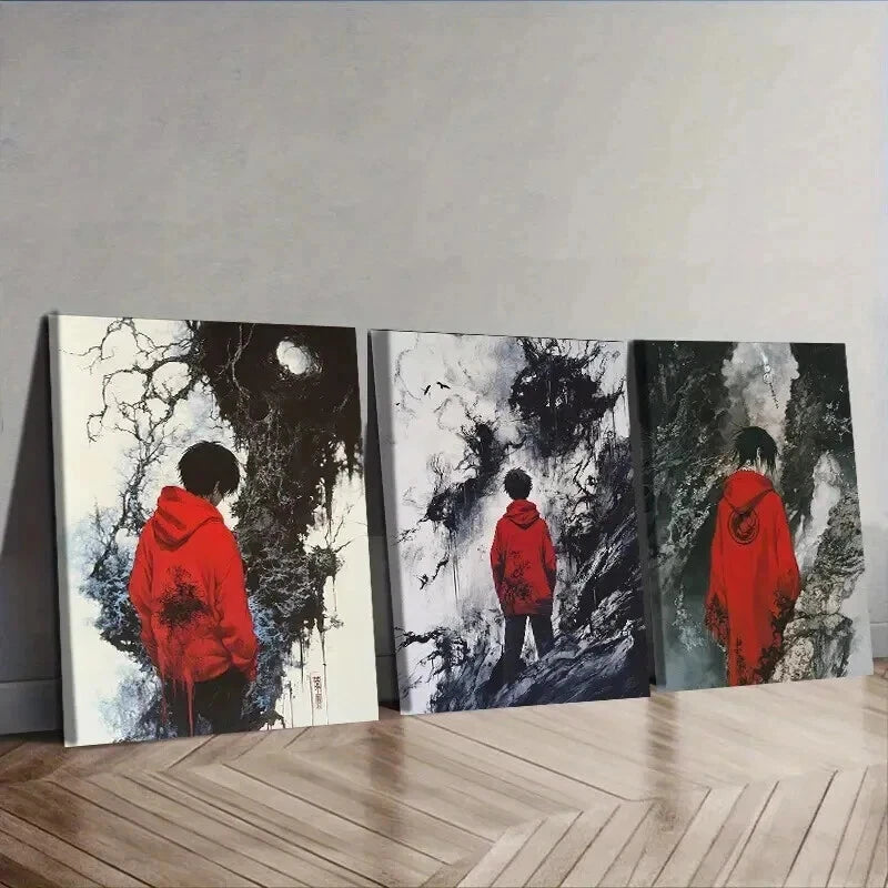 3-Piece Dark Lord of Hell Wall Art Set - Framed Canvas Prints 50x70cm (20x28in) - High Quality Australian Made Gothic Home Decor - Perfect for Living Room, Bedroom, or Office Wall Decoration