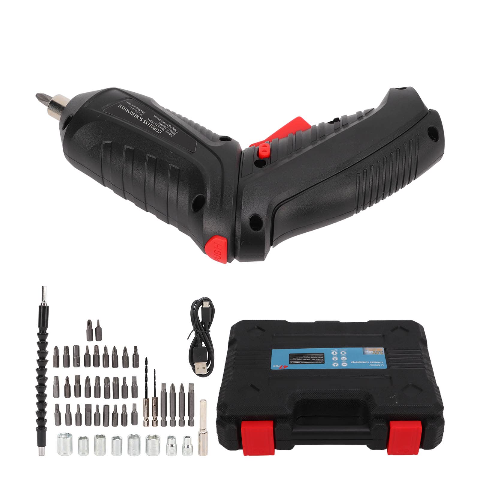 BuyWeek Cordless Electric Screwdriver Set - 45-Piece Rechargeable Drill Kit with Multiple Bits for Home DIY & Professional Use | Perfect for Furniture Assembly, Electronics Repair & Small Projects