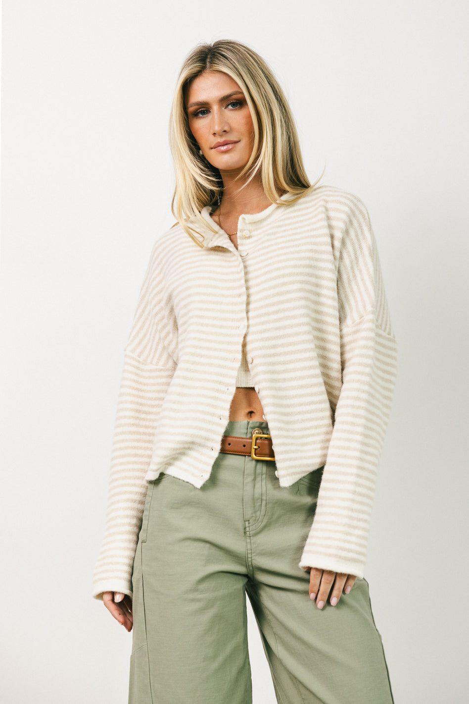 Mirror Striped Cardigan for Women - Soft Knit Open Front Long Sleeve Sweater - Perfect for Fall & Winter Layering, Office Wear & Casual Outfits
