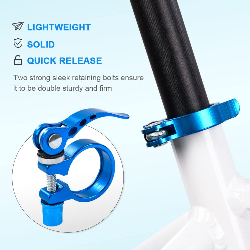 Premium Aluminum Alloy Quick Release Bike Seatpost Clamp - 28.6mm/31.8mm/34.9mm Sizes for Road & Casual Bicycles - Secure Seat Adjustment (Black) - Perfect for Commuting, Fitness Riding & Urban Cycling