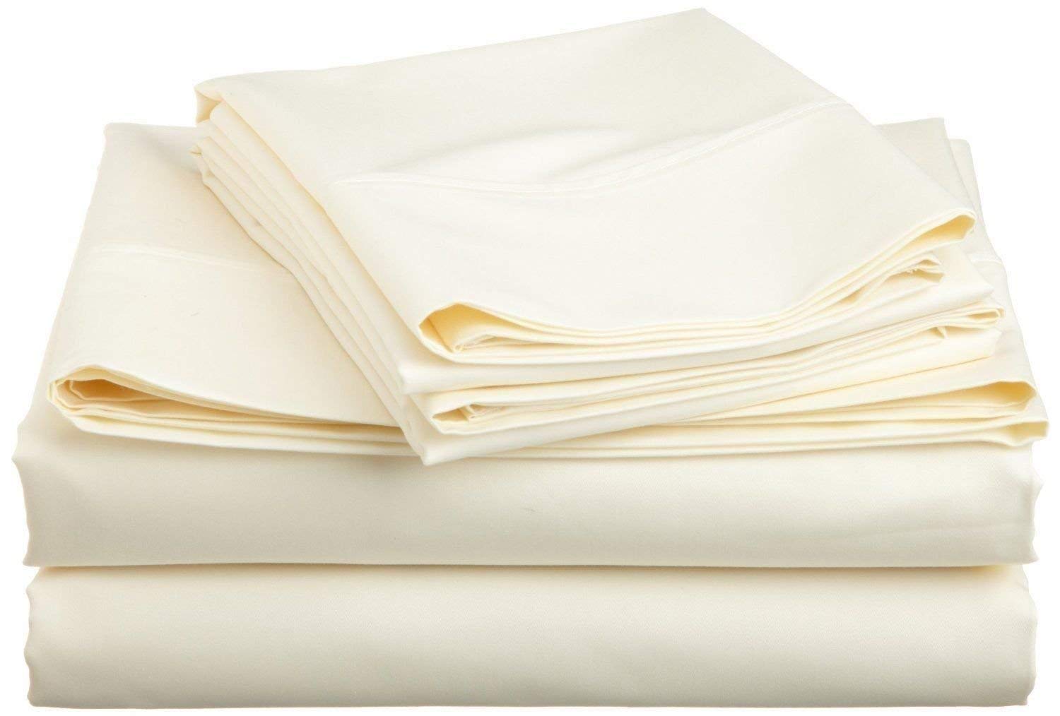 California Queen Size Sheet Set - 4 Piece 310 Thread Count Cotton Bed Sheets for Deep Pocket Mattress (60