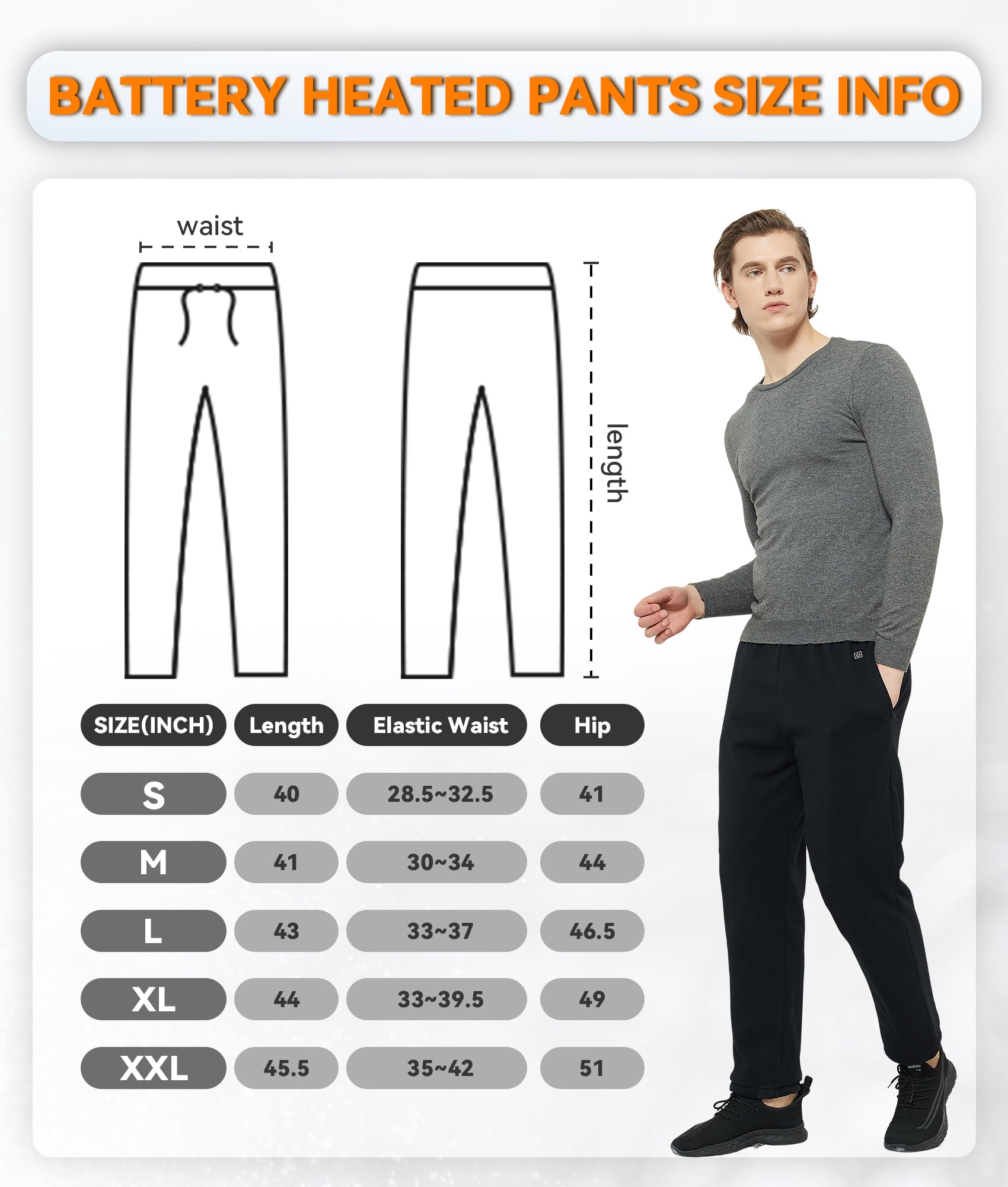FERNIDA Heated Pants with Rechargeable Battery - Polar Fleece Lined Electric USB Heating Sweatpants for Men & Women - Perfect for Winter Sports, Outdoor Activities & Cold Weather