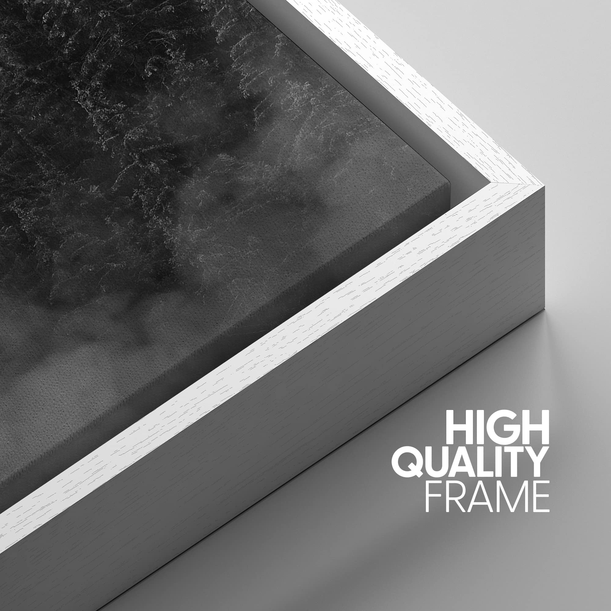 IDEA4WALL Framed Canvas Print - Black & White Dark Pine Forest in The Mist, Woodland Nursery Decor, Nature Wilderness Realism, Dramatic Cool Wall Art for Living Room, Bedroom, Office, 24