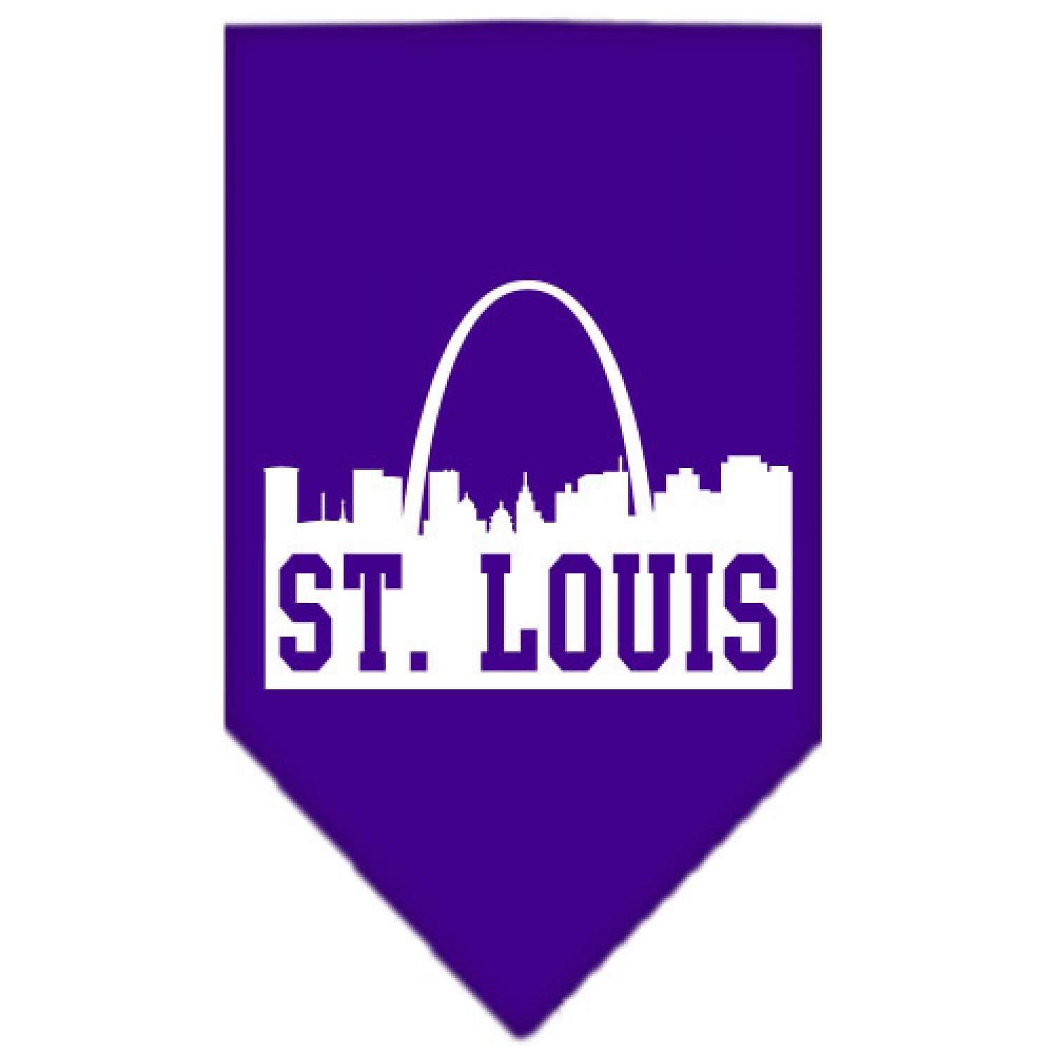 St. Louis Skyline Purple Large Dog Bandana - Screen Printed Pet Bandana for Dogs & Cats - Perfect for Pet Photos, Holidays & City Pride Accessories