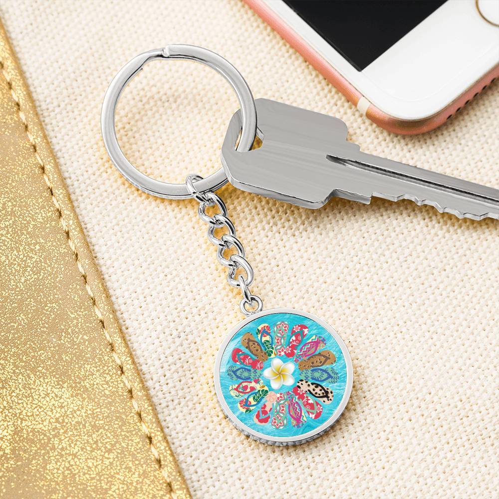 Floral Flip Flops Keychain - Cute Beach Sandals Charm for Women, Perfect for Summer Vacation, Beach Trips & Gift Giving