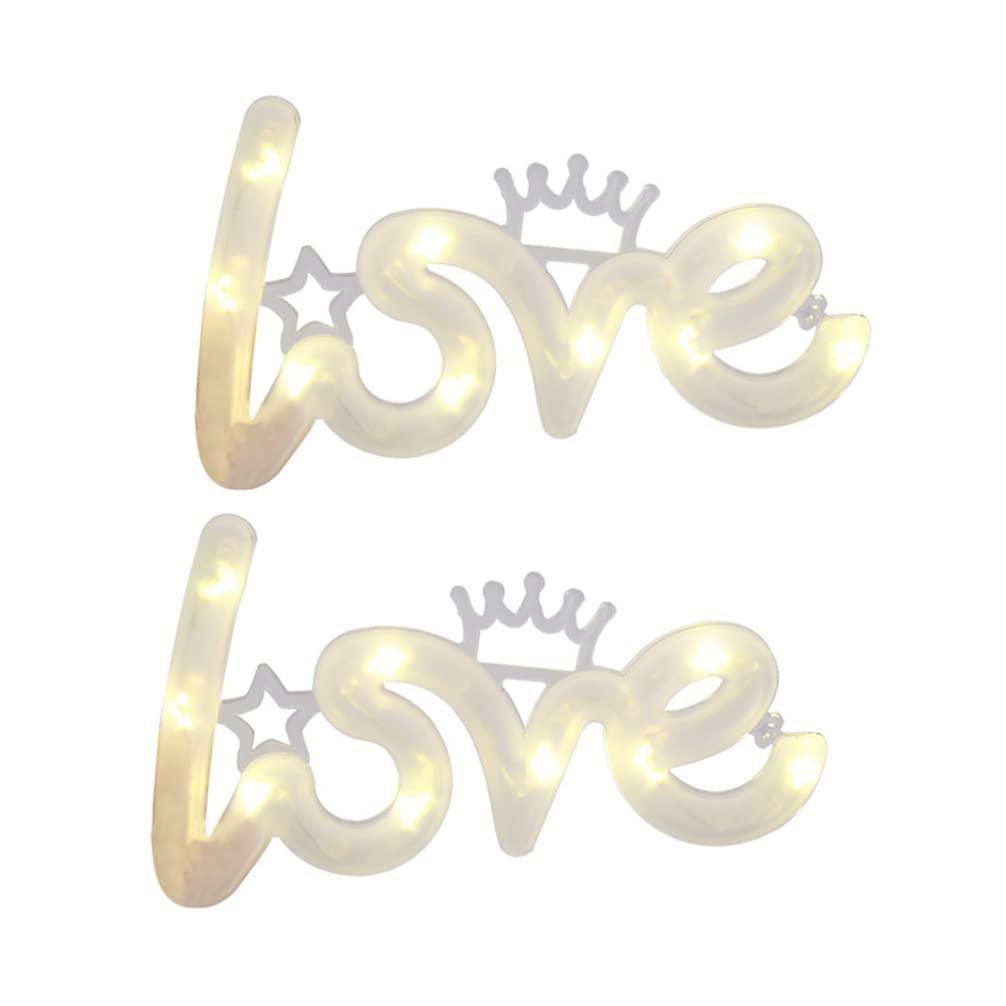 Amosfun 2pcs Battery Operated LED 'I Love You' Letters Sign - Romantic Wedding Proposal Light, Heart Marquee Lamp for Home Decor, Anniversary Gift & Party Decoration | Perfect for Valentine's Day, Engagement & Bedroom Night Light