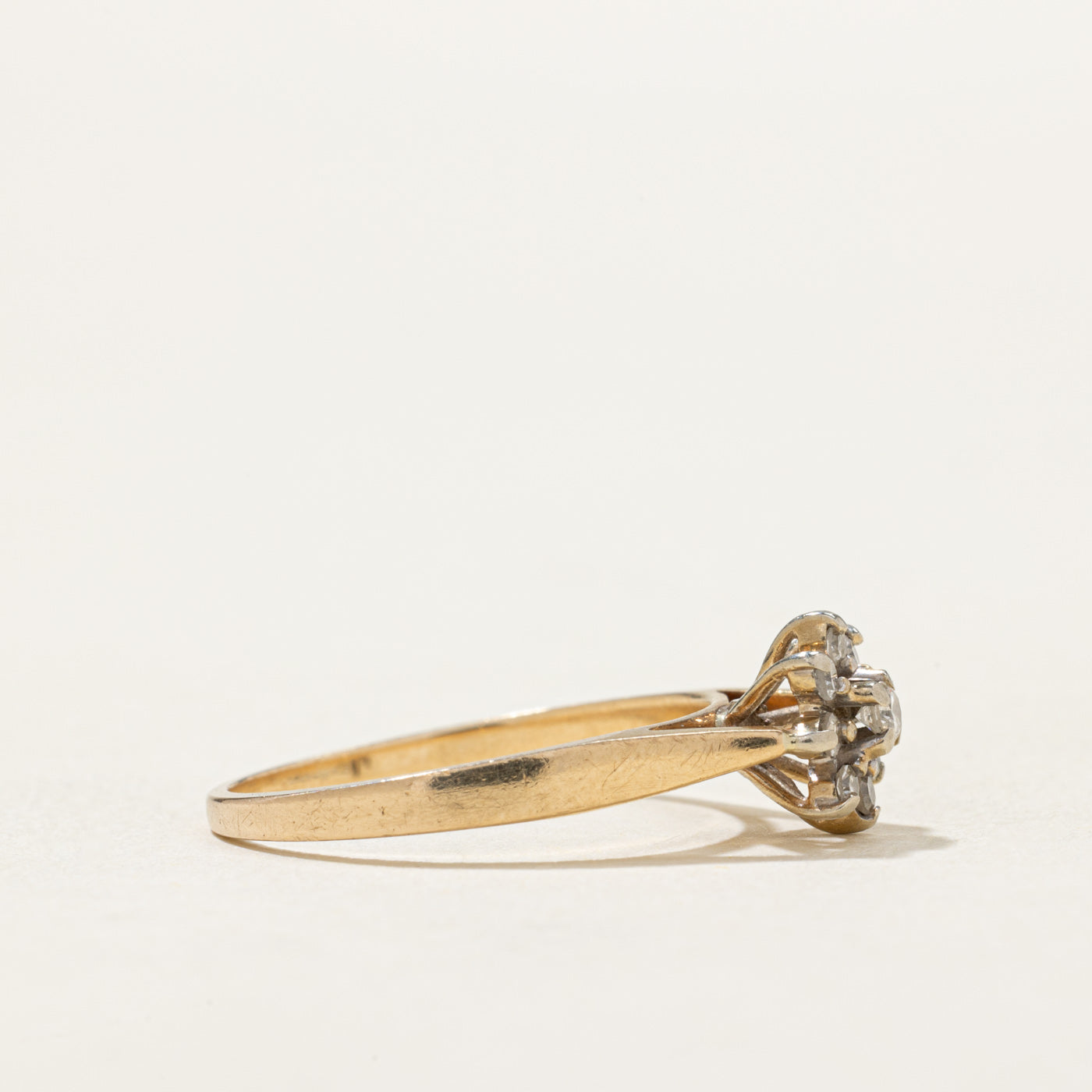 14K Gold Diamond Petal Ring - 0.15 Carat Total Weight - Size 6 - Elegant Wedding Band, Anniversary Gift for Her, Everyday Jewelry for Women