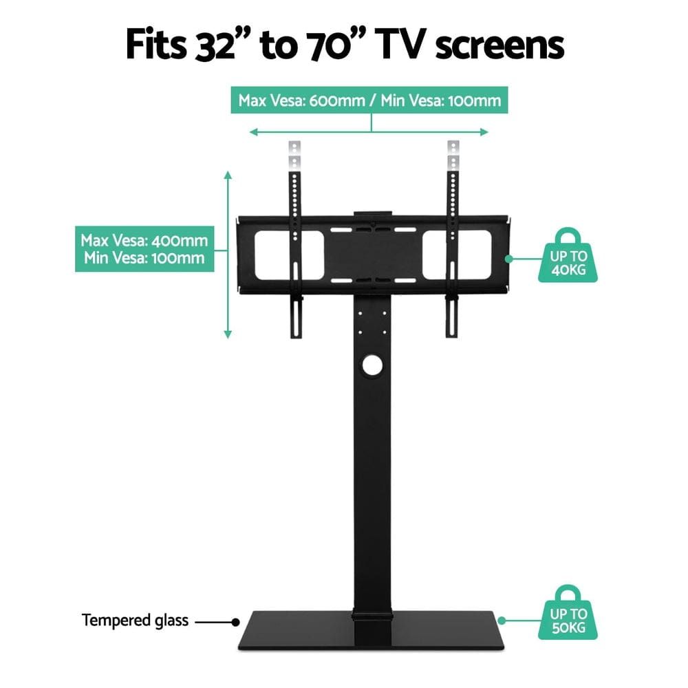 Adjustable TV Floor Stand for 32-70 Inch Screens - Swivel & Height Adjustable TV Mount Bracket - Perfect for Living Room, Bedroom, or Home Theater Setup (Black)