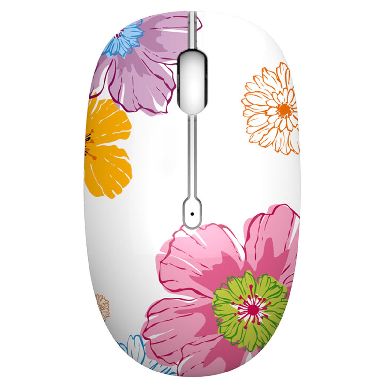 TENMOS M101 Wireless Mouse - Silent Cute 2.4G Optical USB Mouse with 1600 DPI for Laptop, Notebook, PC - Portable Travel Computer Mouse (Flower Design) - Perfect for Office, Home, Gaming & On-the-Go Use