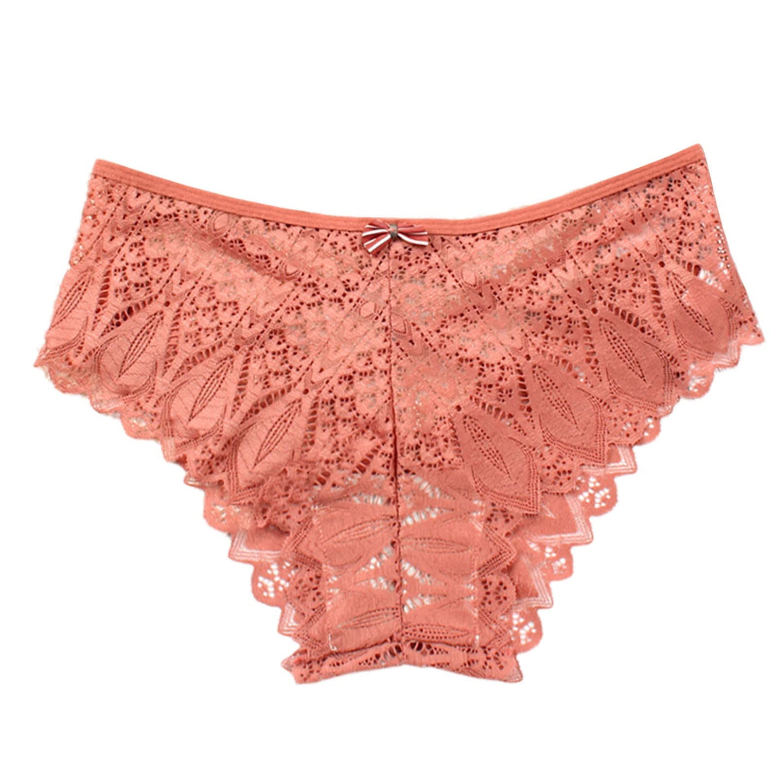 Sexy Women's Crochet Lace Lace-Up Panties - Hollow Out Underwear Plus Size, Pink Bustier Nightwear for Romantic Evenings & Special Occasions