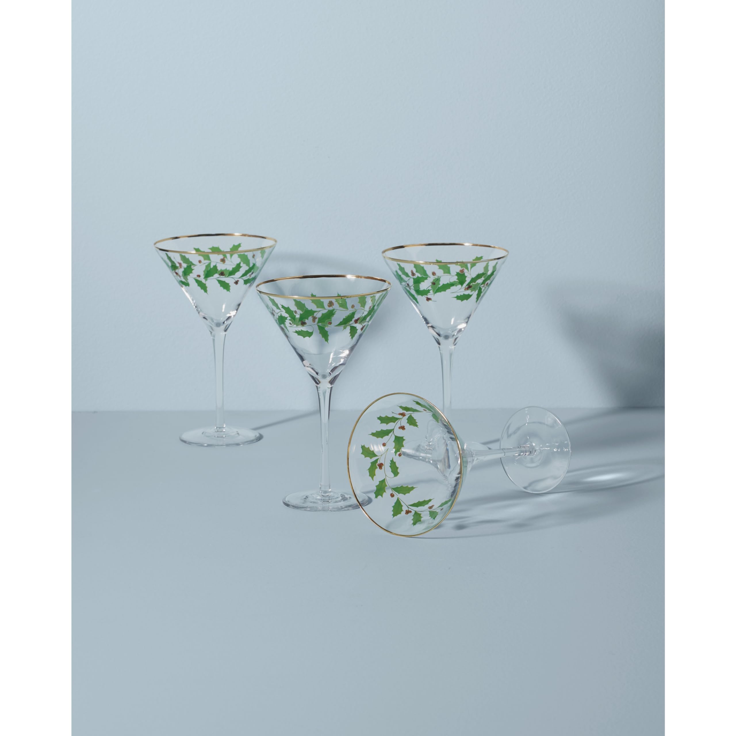 Lenox 893570 4-Piece Holiday Martini Glass Set - Elegant Christmas Dinnerware for Festive Entertaining & Hosting - Perfect for Cocktail Parties, Christmas Celebrations & New Year's Eve Gatherings