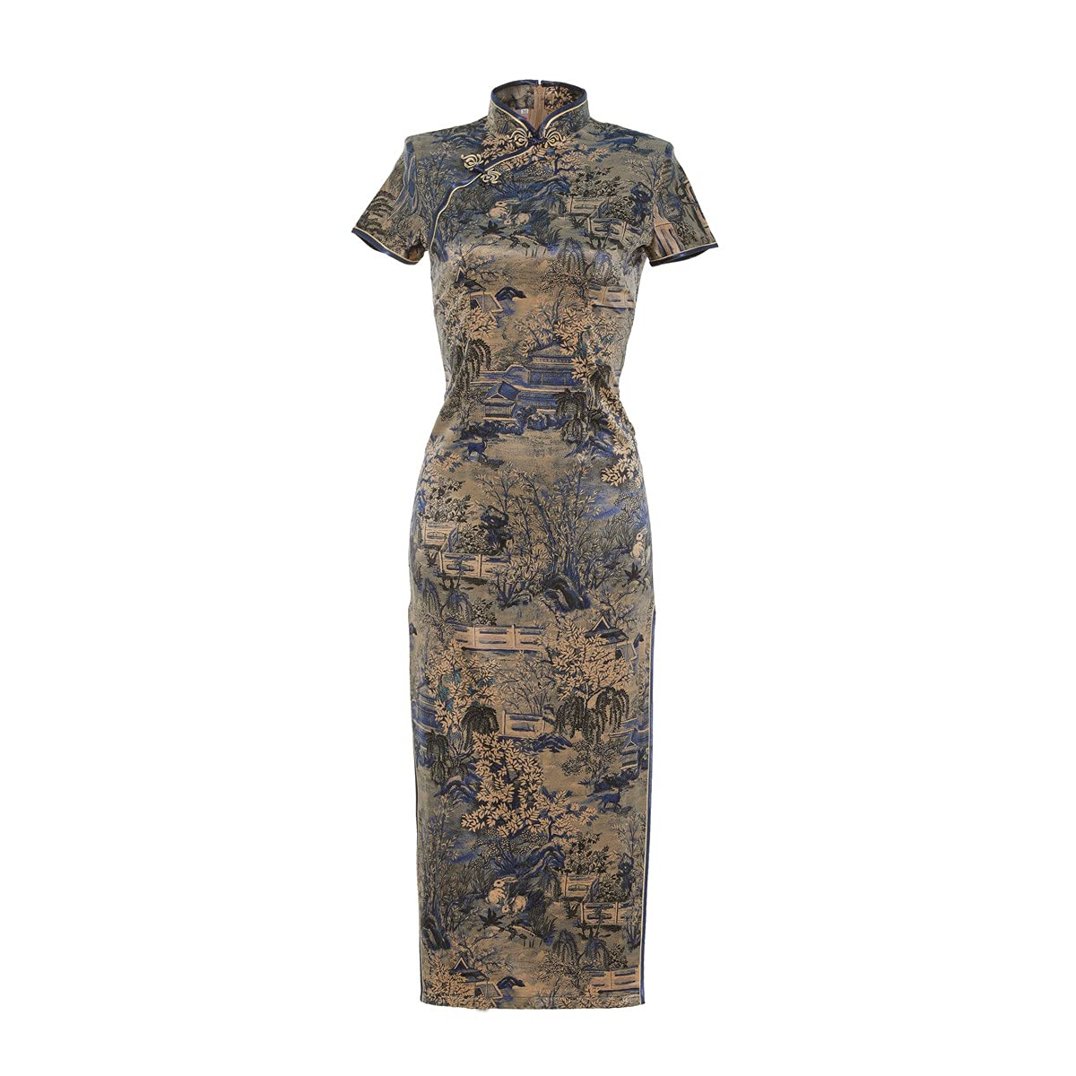 Shanghai Story Chinese Style Floral Long Cheongsam Dress for Women - Vintage Retro Qipao Gown for Special Occasions, Weddings & Cultural Events