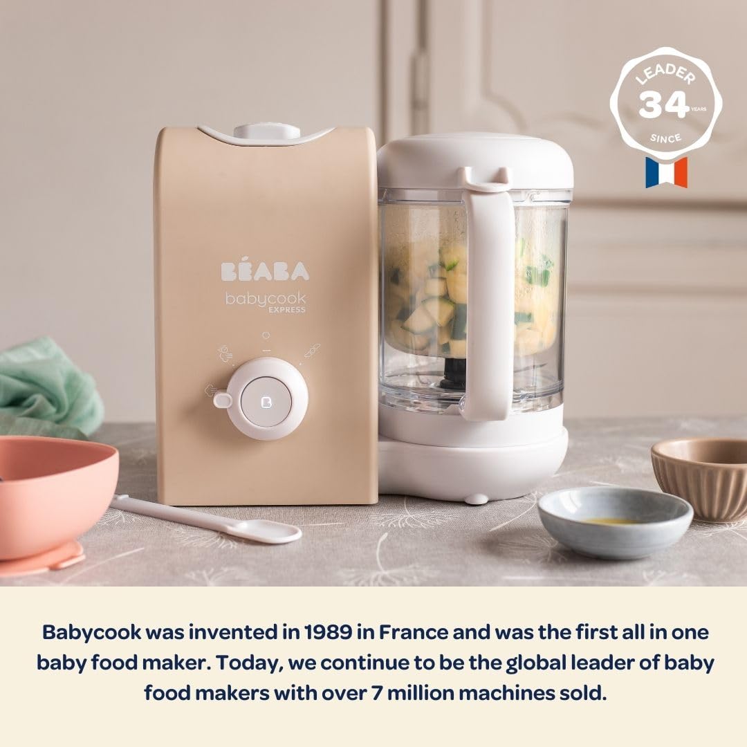 BEABA Babycook Express - Fastest Baby Food Maker & Steamer | Large Capacity 34 Servings in 15 Mins | Healthy Homemade Baby Food Processor | Baltic Blue | Perfect for Busy Parents & On-the-Go Meal Prep