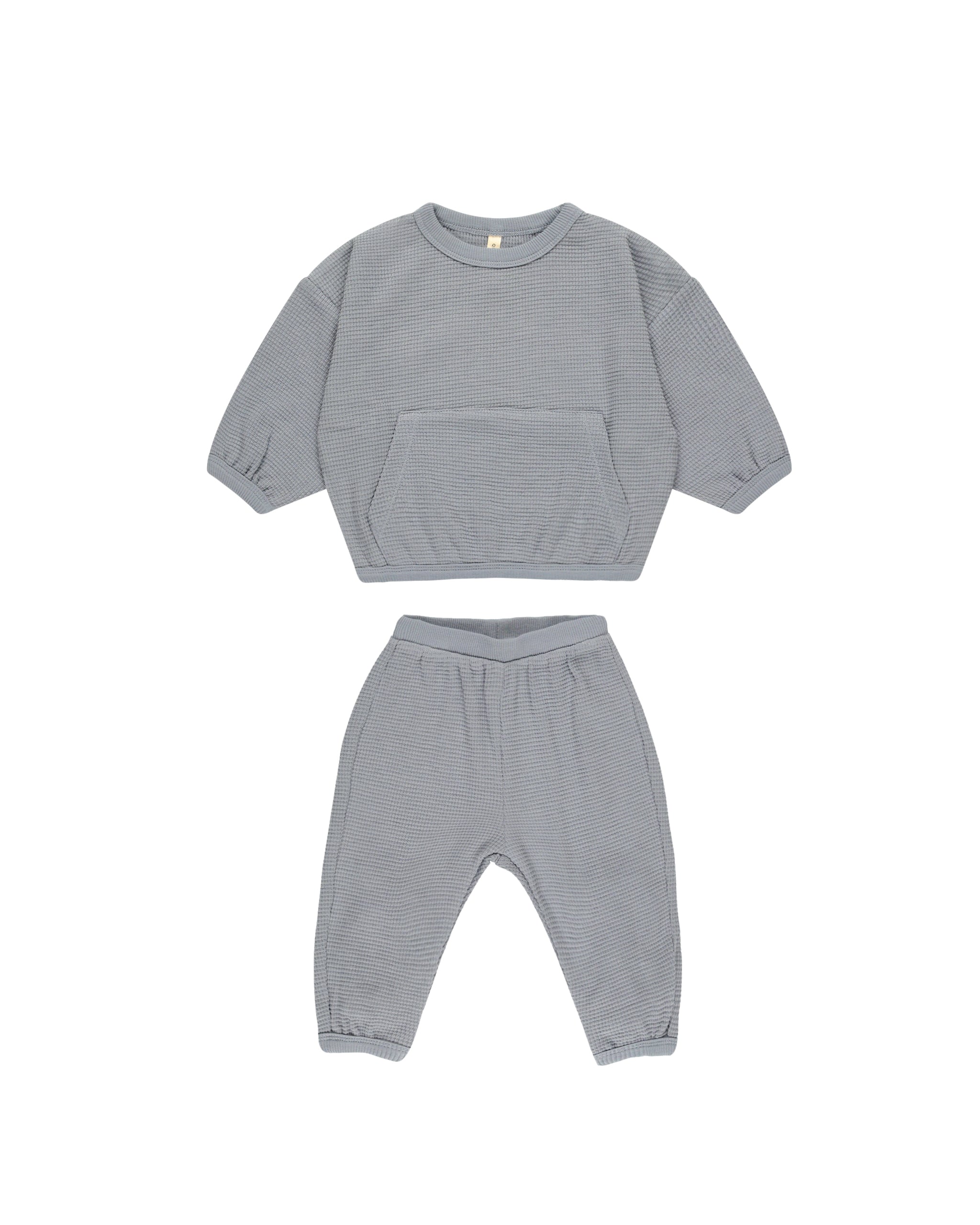 Quincy Mae Waffle Slouch Set - Soft Blue Lounge Wear for Women | Cozy Two-Piece Outfit for Home, Sleep & Relaxation