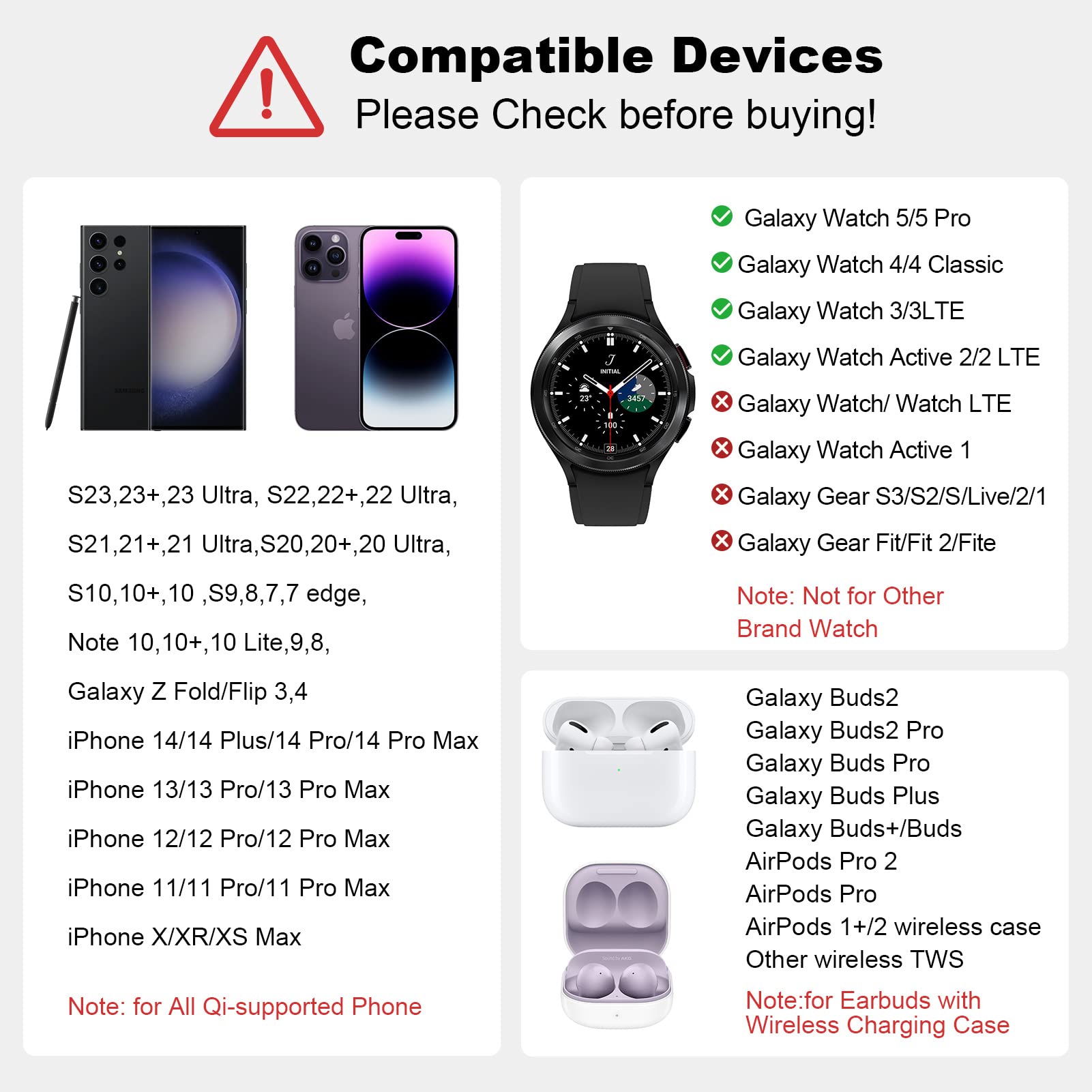 Nillkin 3-in-1 Foldable Wireless Charging Station for Samsung Galaxy S23/S22/S21, Watch 5/4/3/Active 2 & Galaxy Buds - Portable Fast Charger for Home, Office & Travel