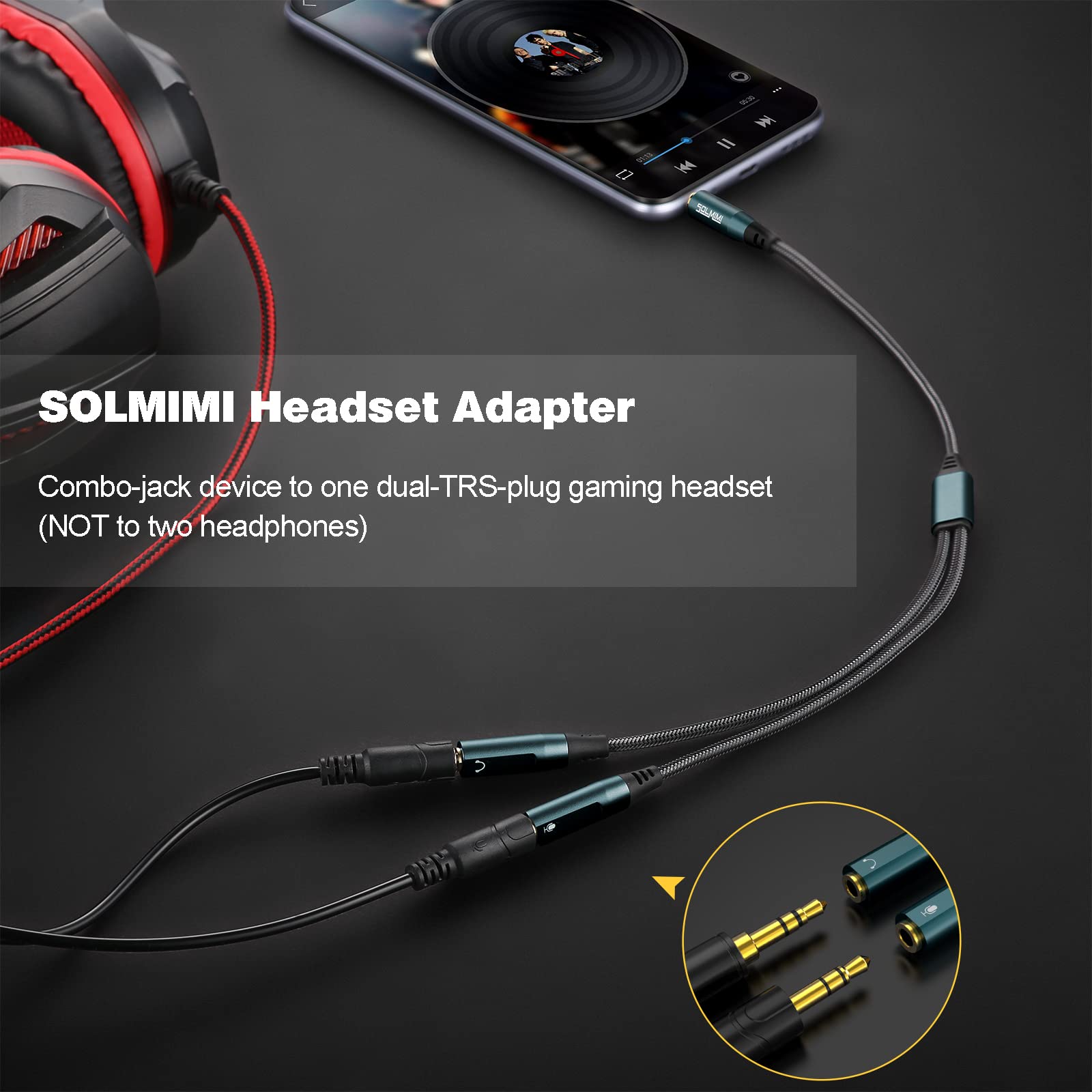 3.5mm Headphone Splitter - Female to Dual Male & Male to Dual Female Audio Mic Adapter for Gaming, Music Sharing, and Conference Calls