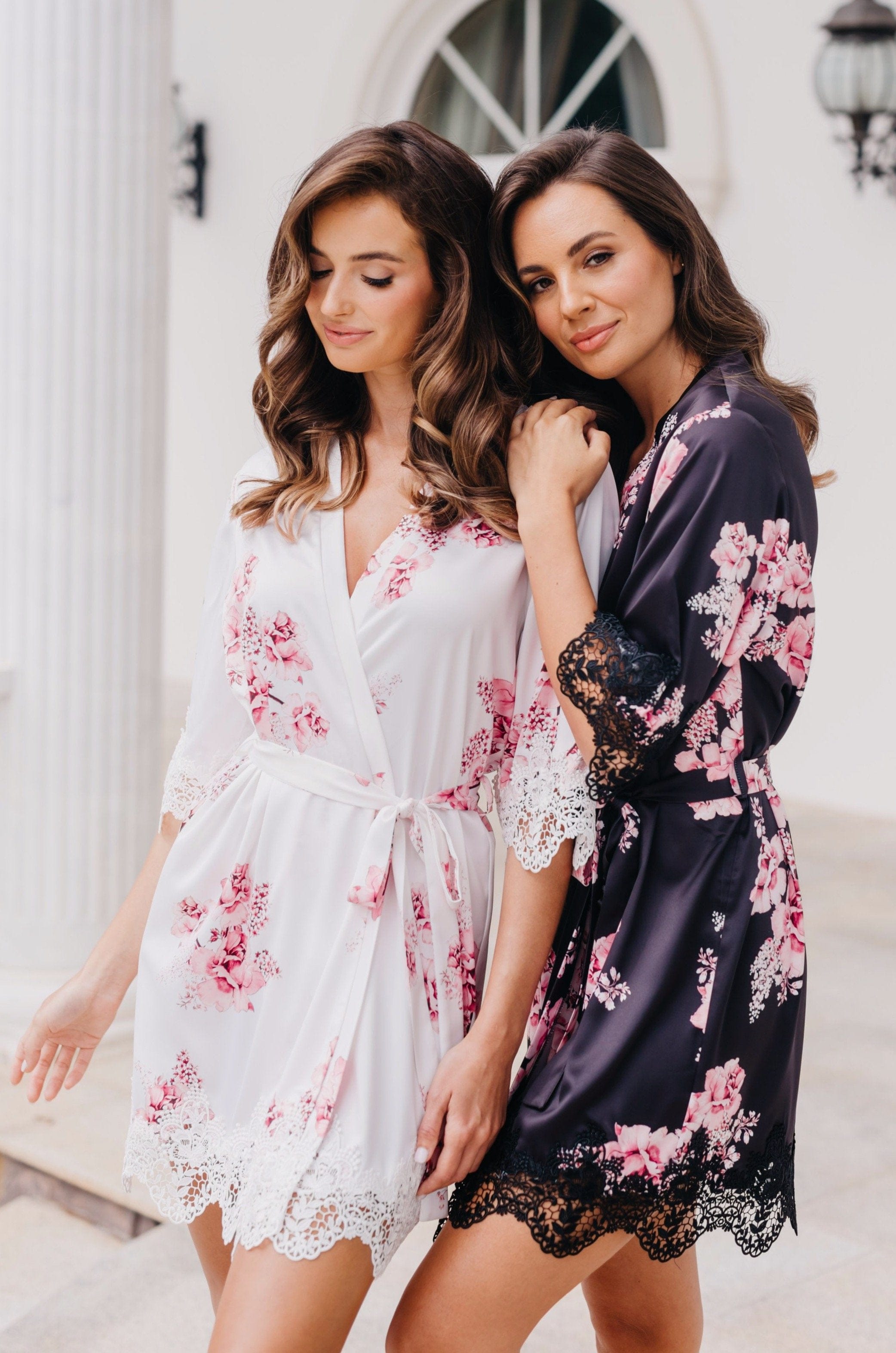 Elegant Floral Printed Robe for Women - Ivana Bouquet De Fleur Design - Perfect for Lounging, Spa Days & Bridal Showers