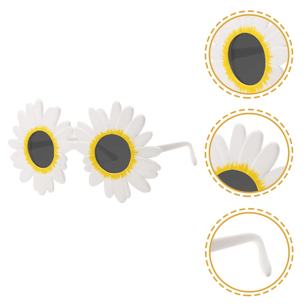 LUOZZY 8 Pcs Women's Daisy Sunglasses - Flower Round Fashion Glasses with White Tea Lenses for Summer, Beach, Music Festivals & Outdoor Parties