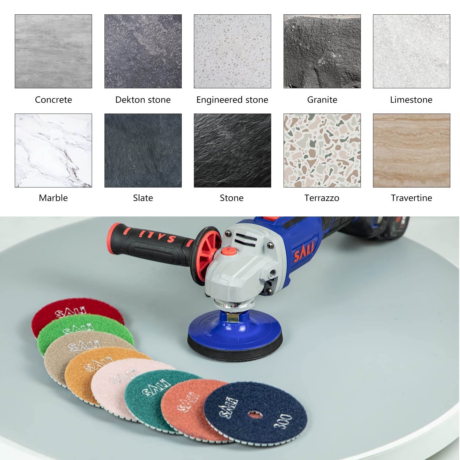 10 Pack 4 Inch Diamond Polishing Pads - Wet/Dry Granite Stone Polish Kit for Drill, Grinder & Polisher - 30 Grit for Concrete, Marble, Quartz Countertops - Perfect for Home Renovation & Professional Stone Restoration