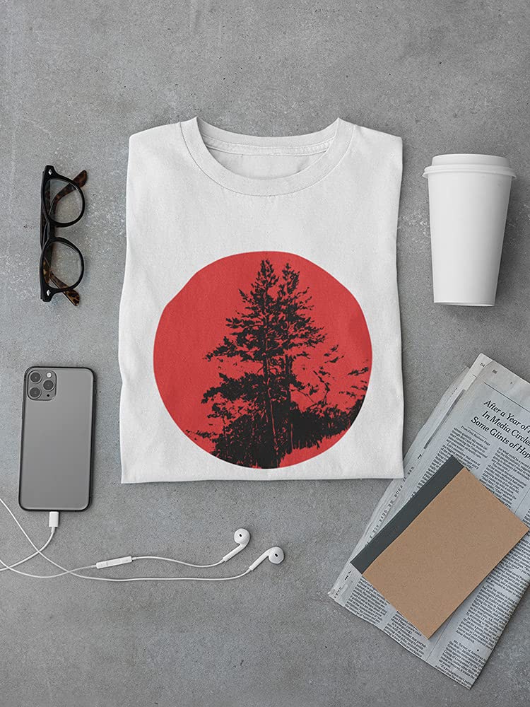 Men's Trees in a Red Circle Graphic T-Shirt - Casual Cotton Tee for Streetwear & Everyday Outfits