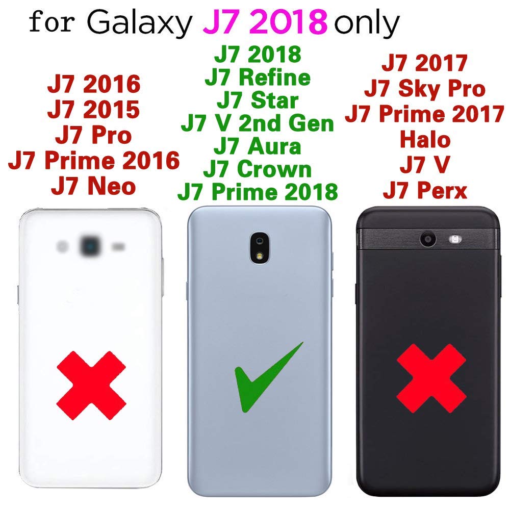 Premium Leather Wallet Phone Case for Samsung Galaxy J7 Star/J7 Refine/J7 2018 (J737V) with Tempered Glass Screen Protector & Card Holder - Full Body Flip Folio Cover for Men & Women (Black) - Perfect for Daily Use, Travel, and Business Meetings