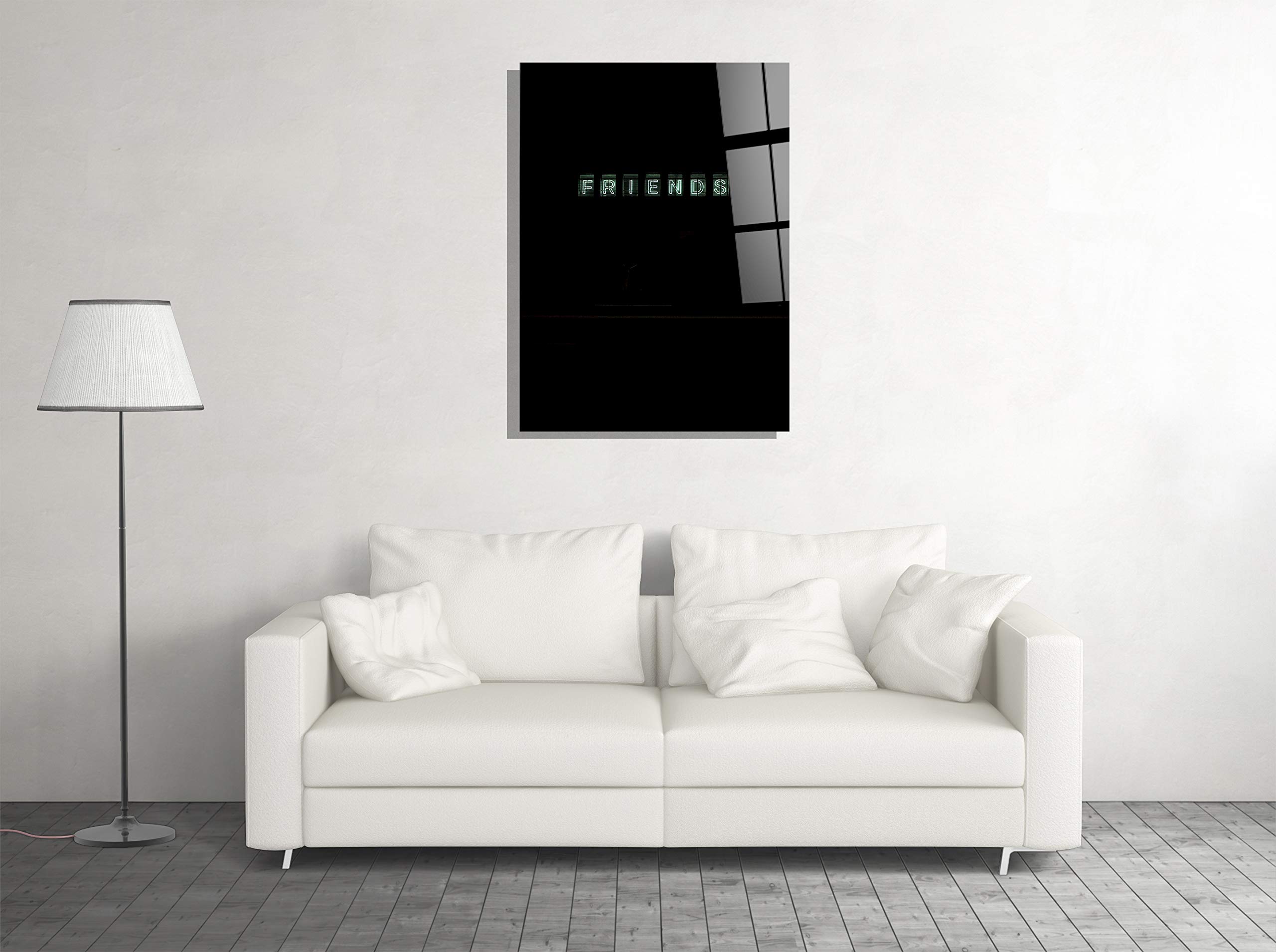 Friends Neon Sign - 16x24 Tempered Glass Wall Art for Home, Office & Hotel Decor | Modern Gift Idea for Friends Fans | Perfect for Living Room, Bedroom or Bar Decor