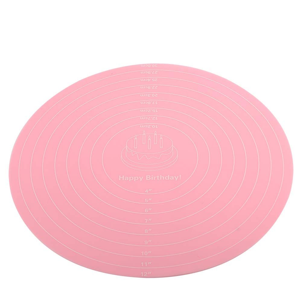 11.81 x 11.81 x 0.04 Inch Pink Silicone Baking Mat with Measurement Marks - Heat Resistant Non-Stick Pastry Dough Rolling Mat for Cookies, Pies & Fondant - Perfect for Baking, Cooking & Kitchen Decor