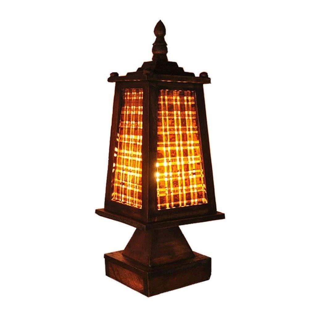 Vintage Bamboo Table Lamp - Handmade Retro Bedside Lamp with Solid Wood Base, Energy Saving LED Light for Bedroom, Living Room & Office Decor